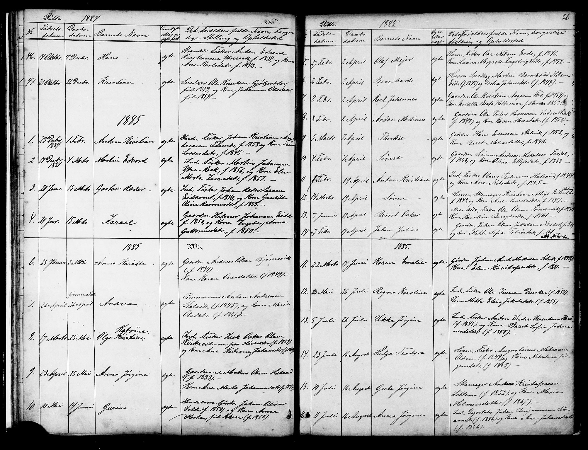 Ministerialprotokoller, klokkerbøker og fødselsregistre - Sør-Trøndelag, SAT/A-1456/653/L0657: Parish register (copy) no. 653C01, 1866-1893, p. 36