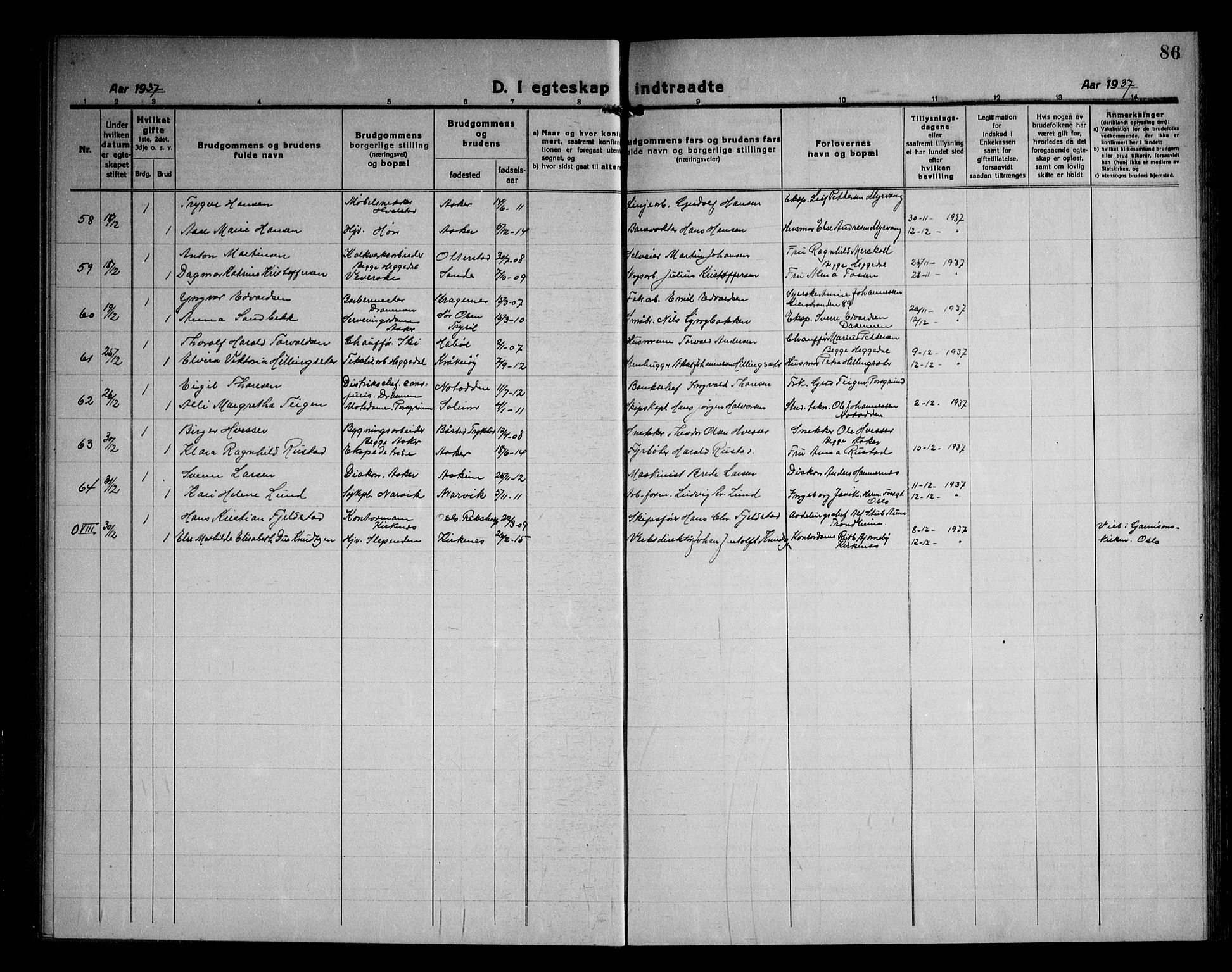 Asker prestekontor Kirkebøker, SAO/A-10256a/F/Fa/L0020: Parish register (official) no. I 20, 1918-1948, p. 86
