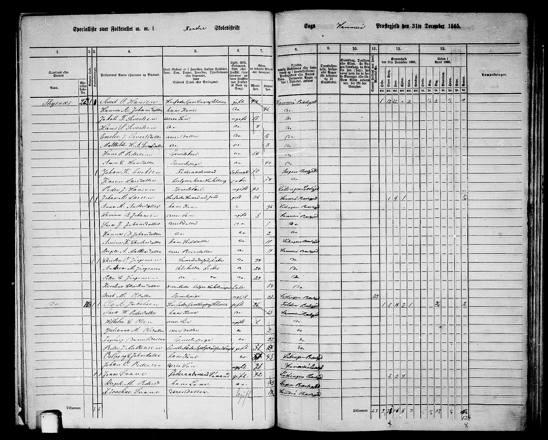 RA, 1865 census for Hamarøy, 1865, p. 6