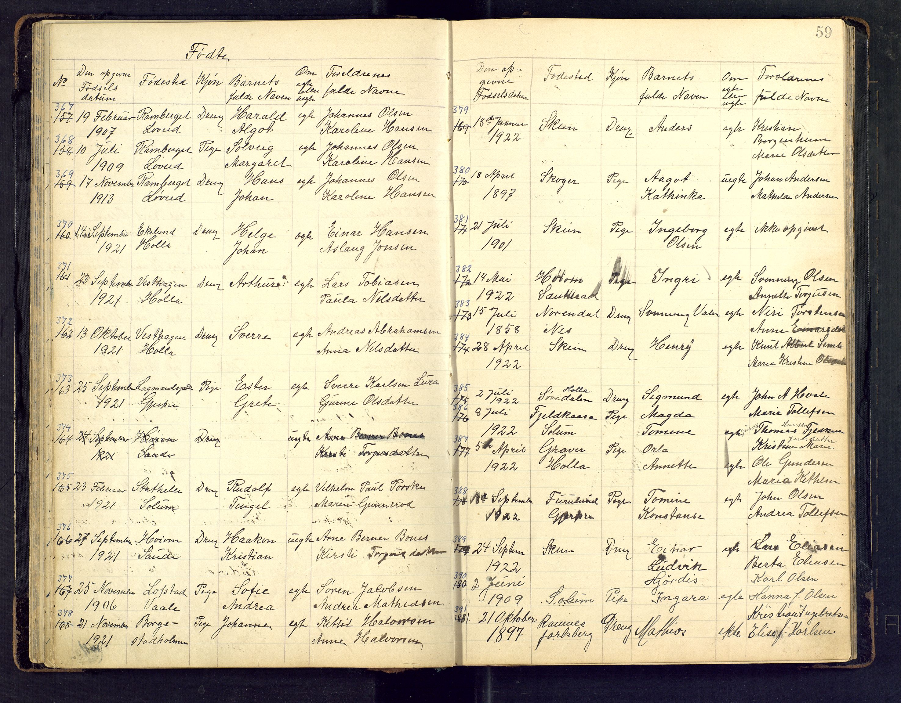 Den evangelisk lutherske frimenighet i Jarlsbergs grevskap med flere steder, AV/SAKO-P-1384/F/Fb/L0002: Dissenter register no. Fa/L0002, 1906-1922, p. 59