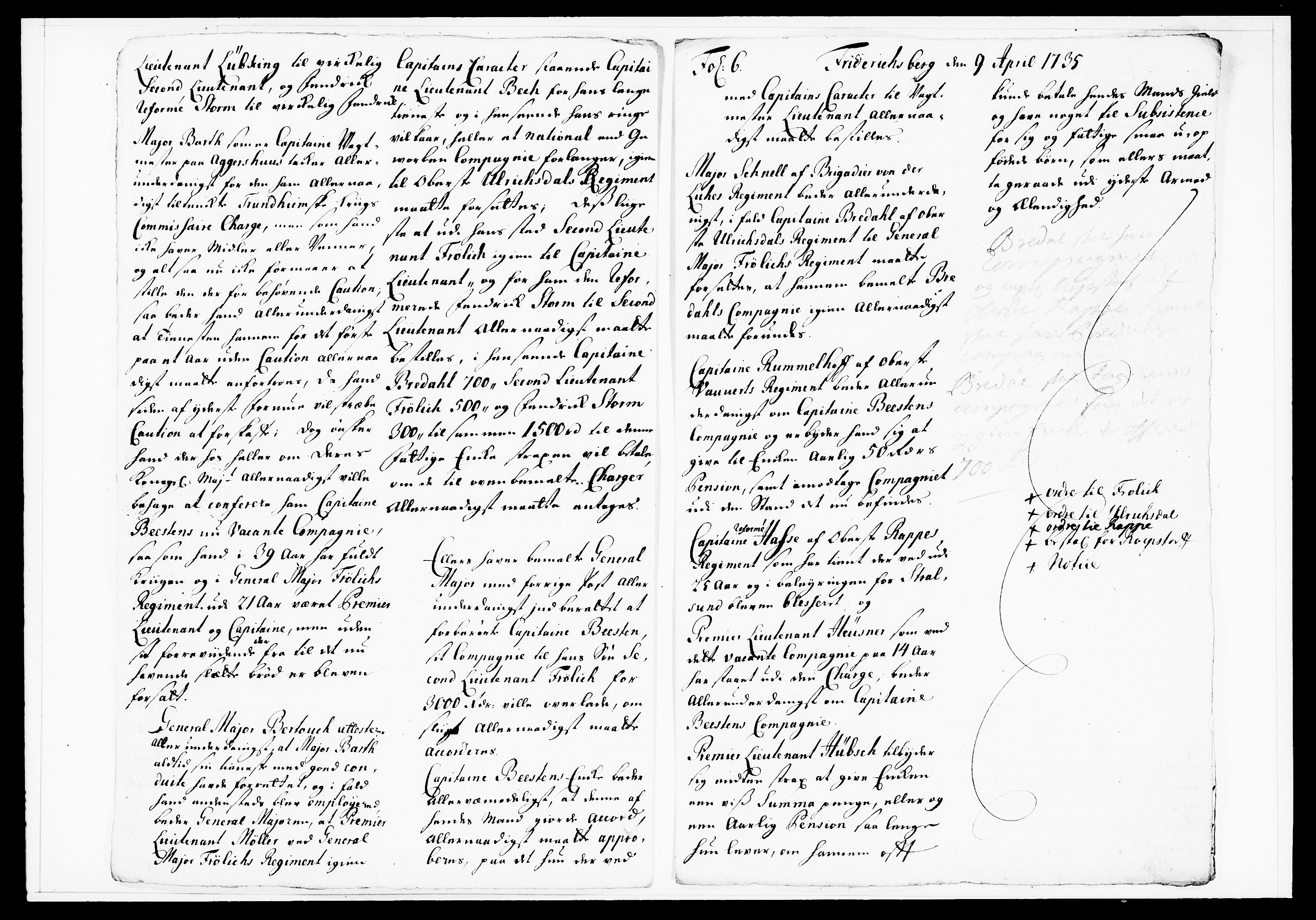 Krigskollegiet, Krigskancelliet, DRA/A-0006/-/1122-1129: Refererede sager, 1735, p. 168