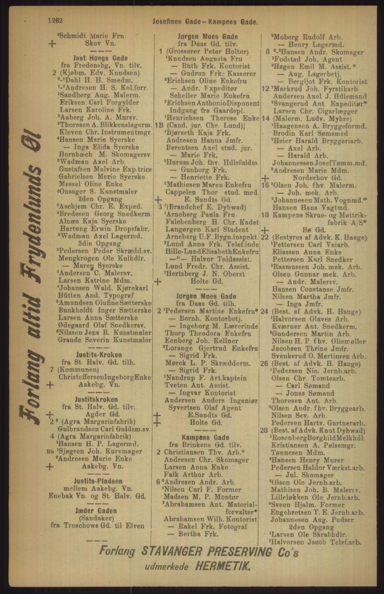 Kristiania/Oslo adressebok, PUBL/-, 1911, p. 1262