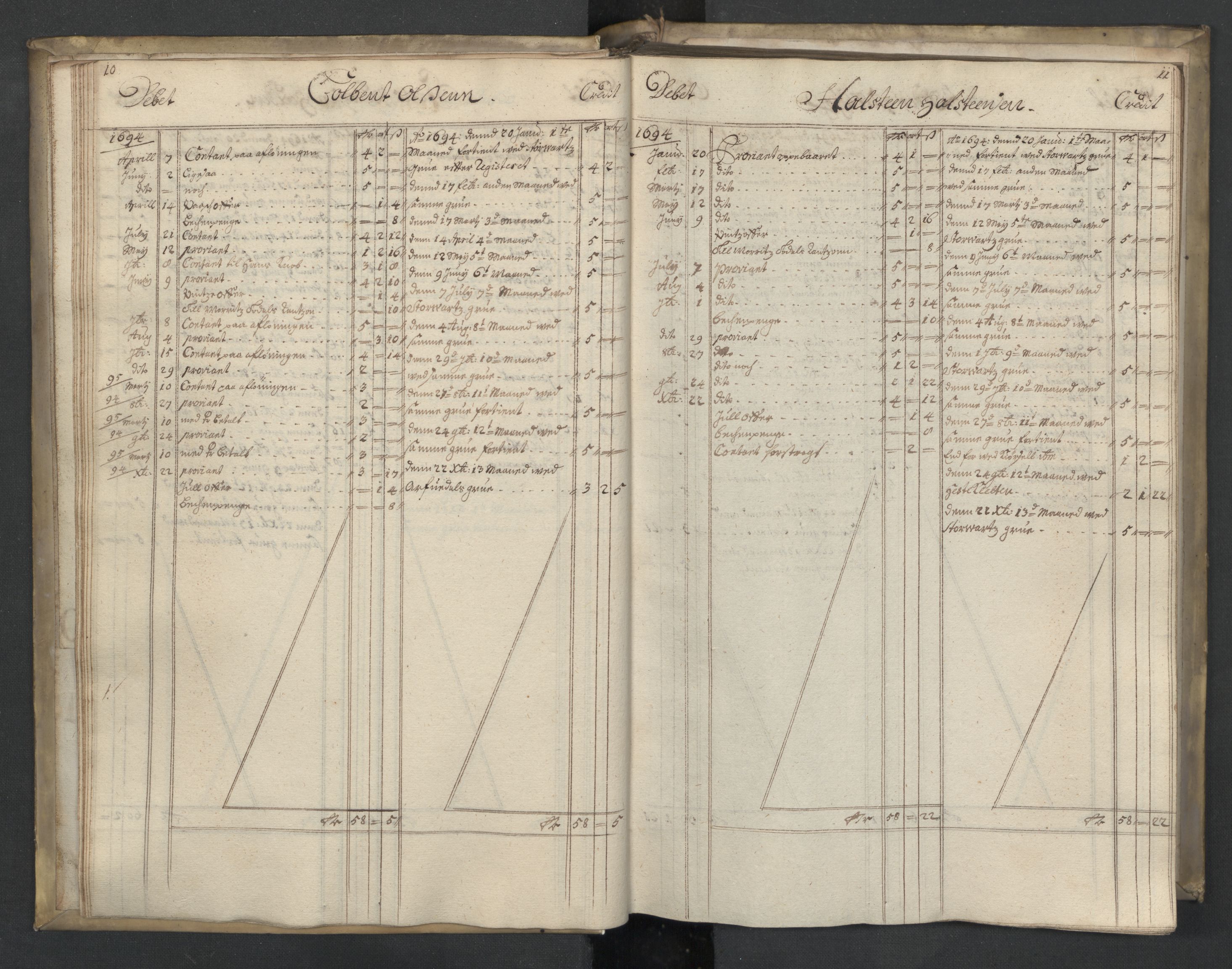 Røros kobberverk, AV/SAT-PA-0211/1/08/L0327: 8.3.5 Månedsfolkenes avlønning, 1694, p. 10-11