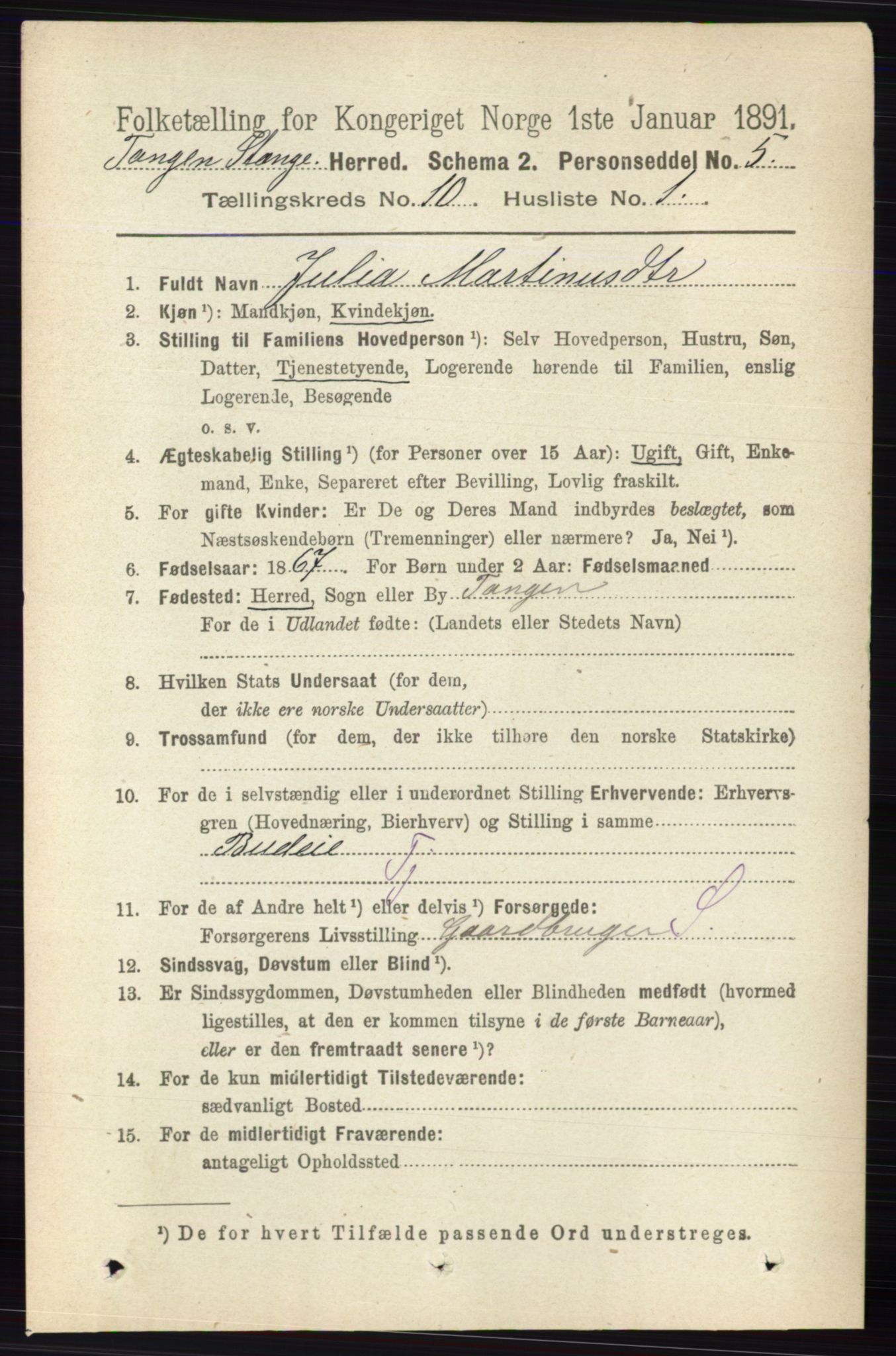 RA, 1891 census for 0417 Stange, 1891, p. 6804