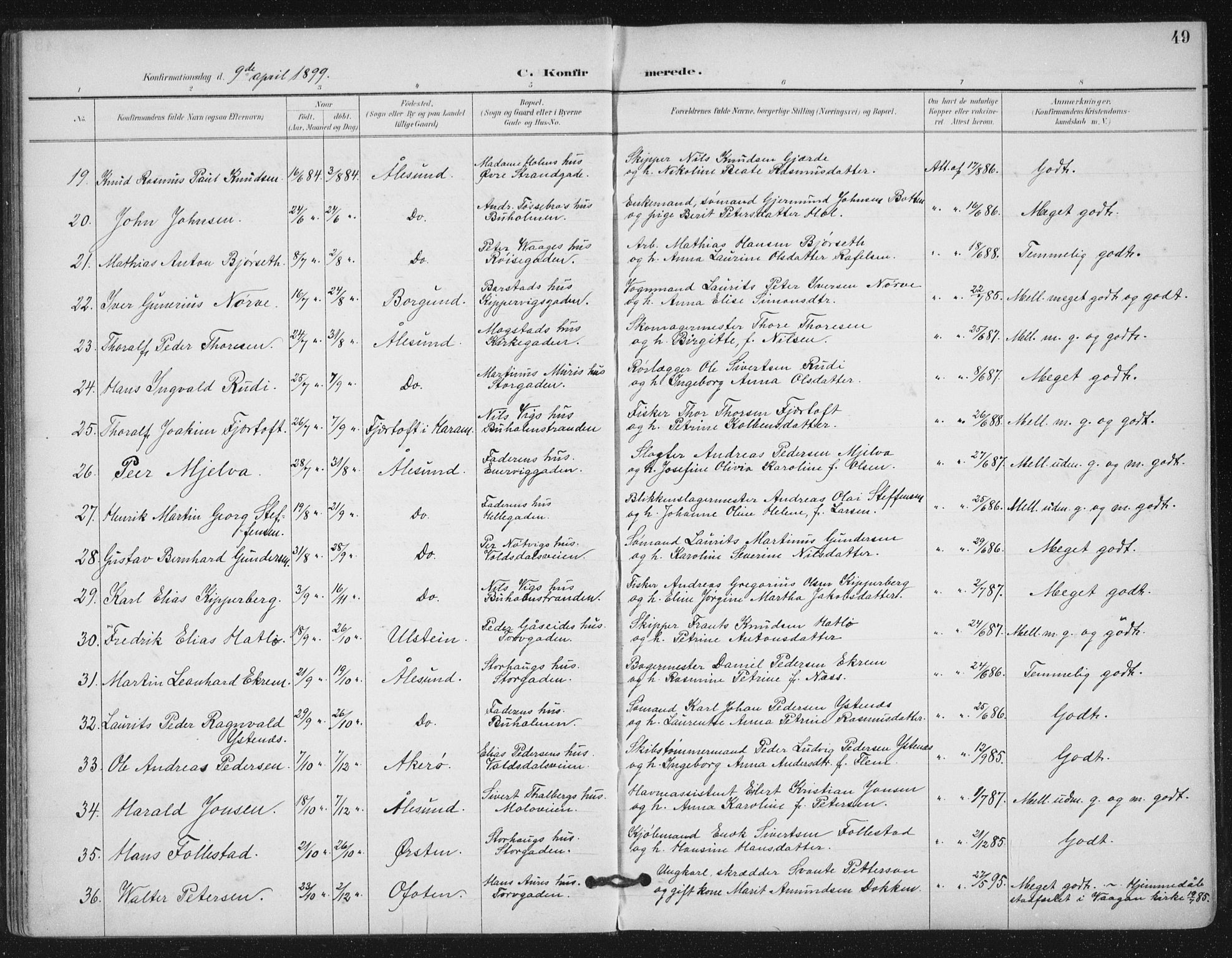 Ministerialprotokoller, klokkerbøker og fødselsregistre - Møre og Romsdal, SAT/A-1454/529/L0457: Parish register (official) no. 529A07, 1894-1903, p. 49