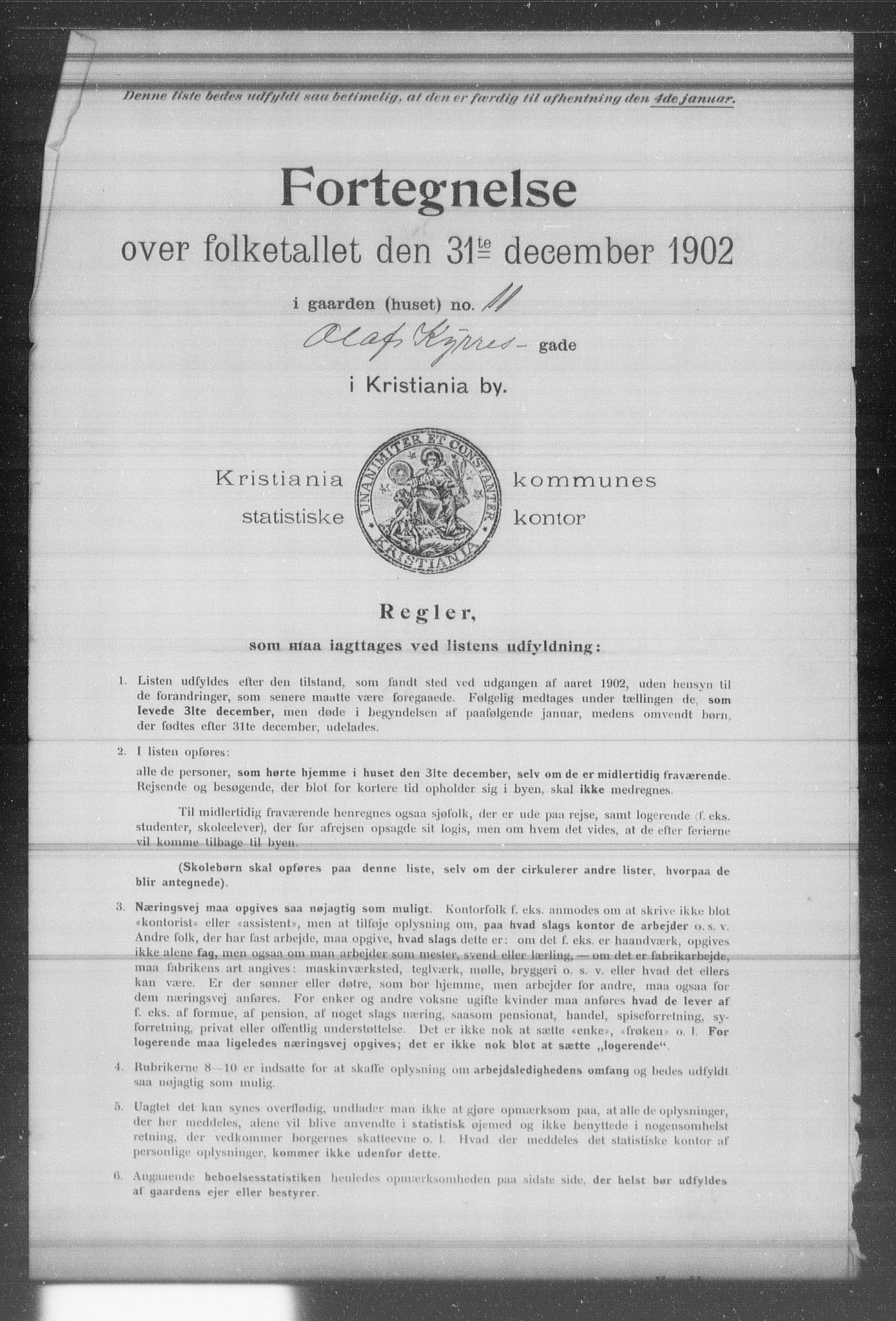 OBA, Municipal Census 1902 for Kristiania, 1902, p. 14269