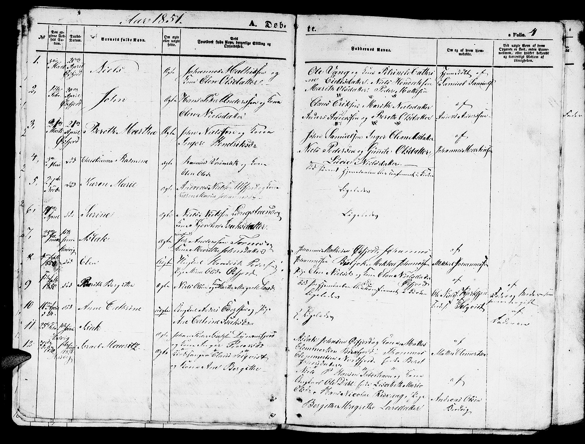 Loppa sokneprestkontor, SATØ/S-1339/H/Hb/L0002klokker: Parish register (copy) no. 2, 1850-1880, p. 4