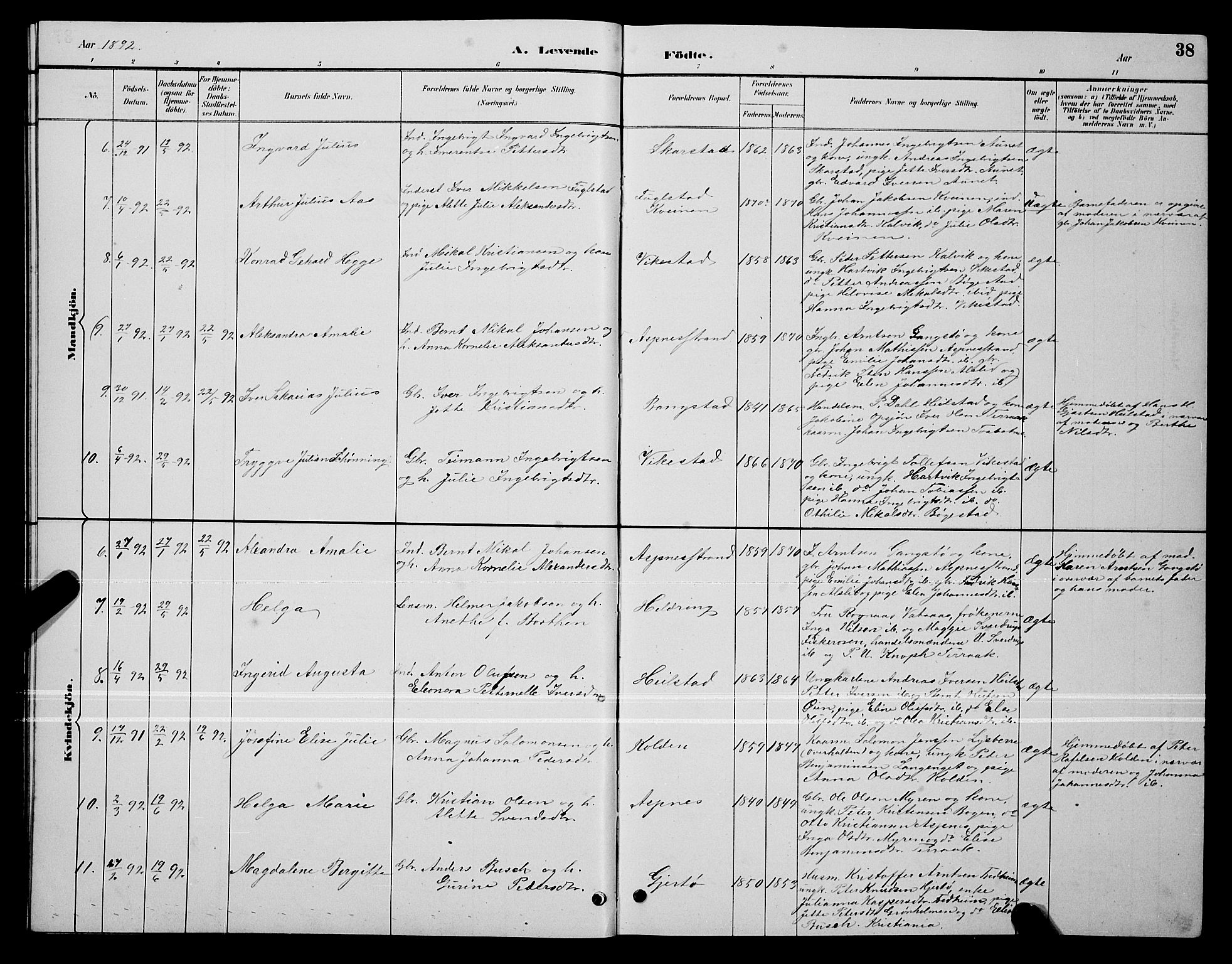 Ministerialprotokoller, klokkerbøker og fødselsregistre - Nordland, SAT/A-1459/810/L0160: Parish register (copy) no. 810C03, 1884-1896, p. 38