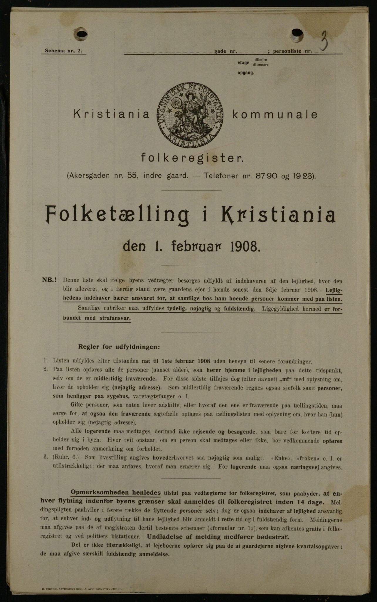 OBA, Municipal Census 1908 for Kristiania, 1908, p. 1907