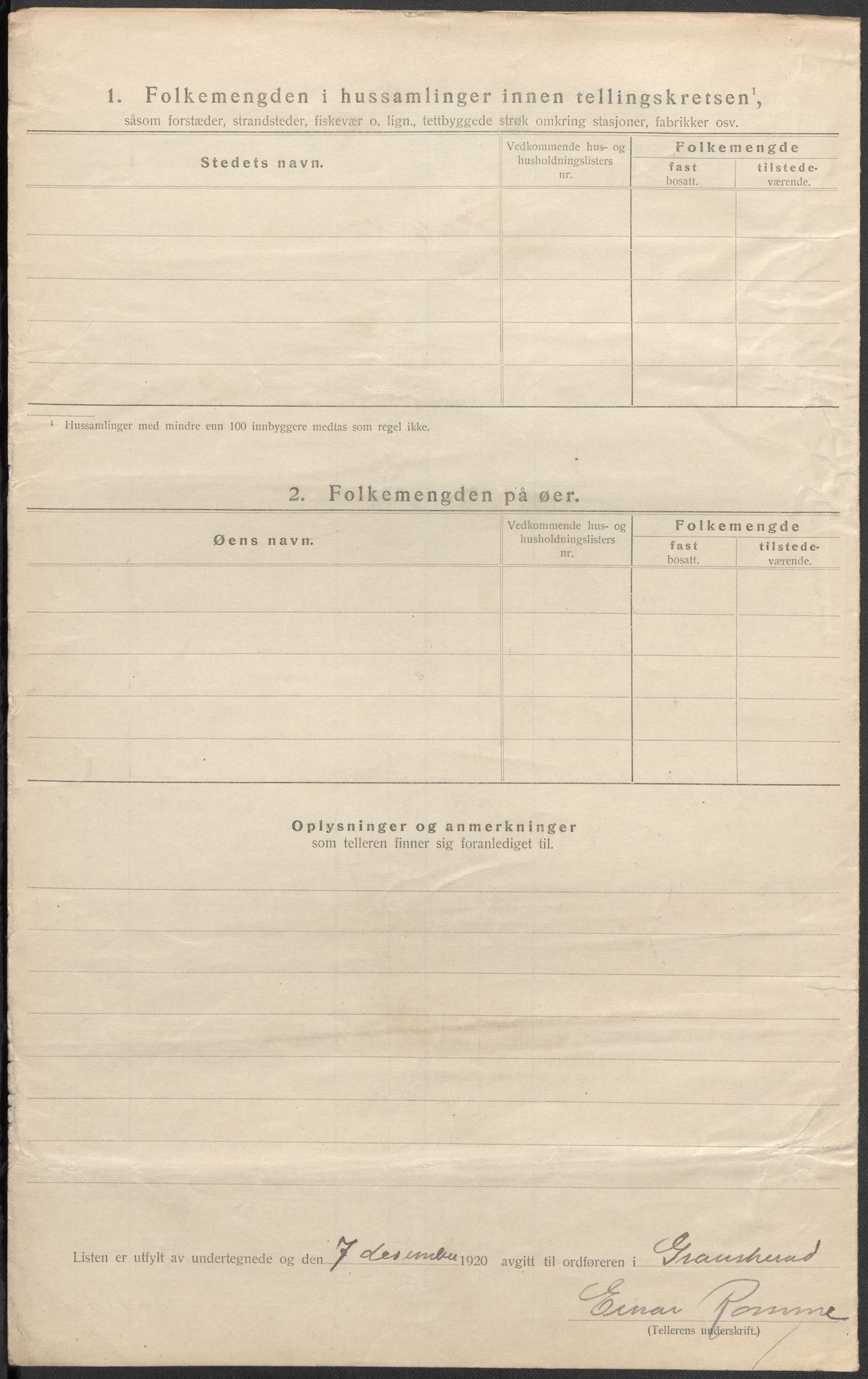 SAKO, 1920 census for Gransherad, 1920, p. 12