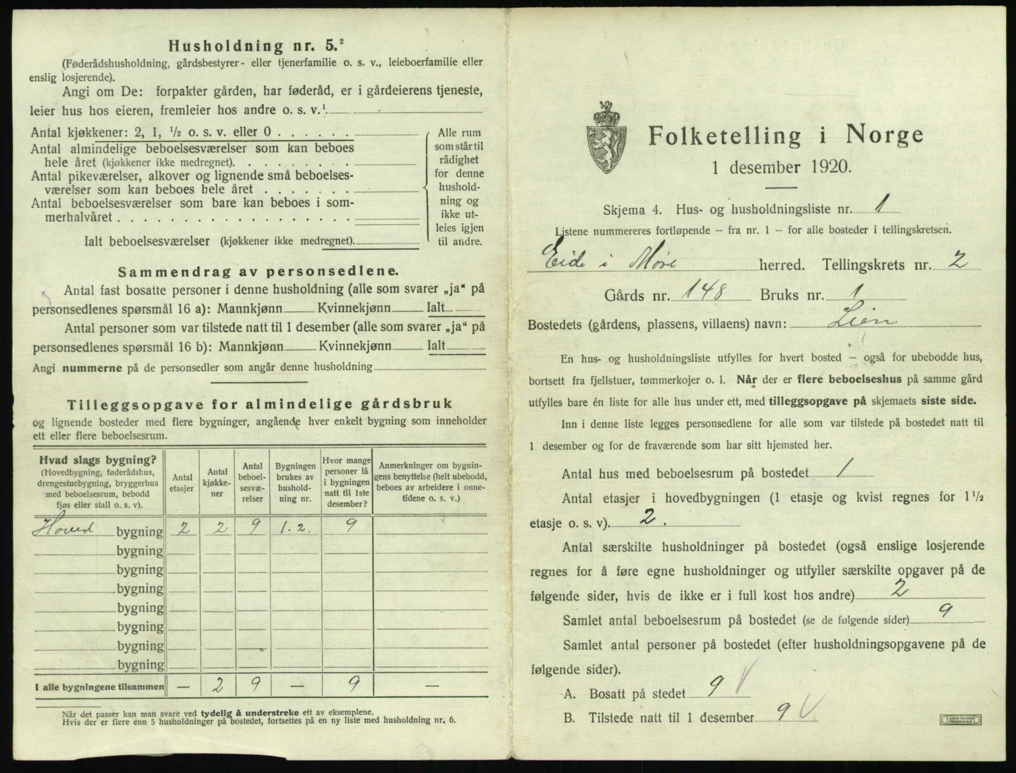 SAT, 1920 census for Eid (MR), 1920, p. 98