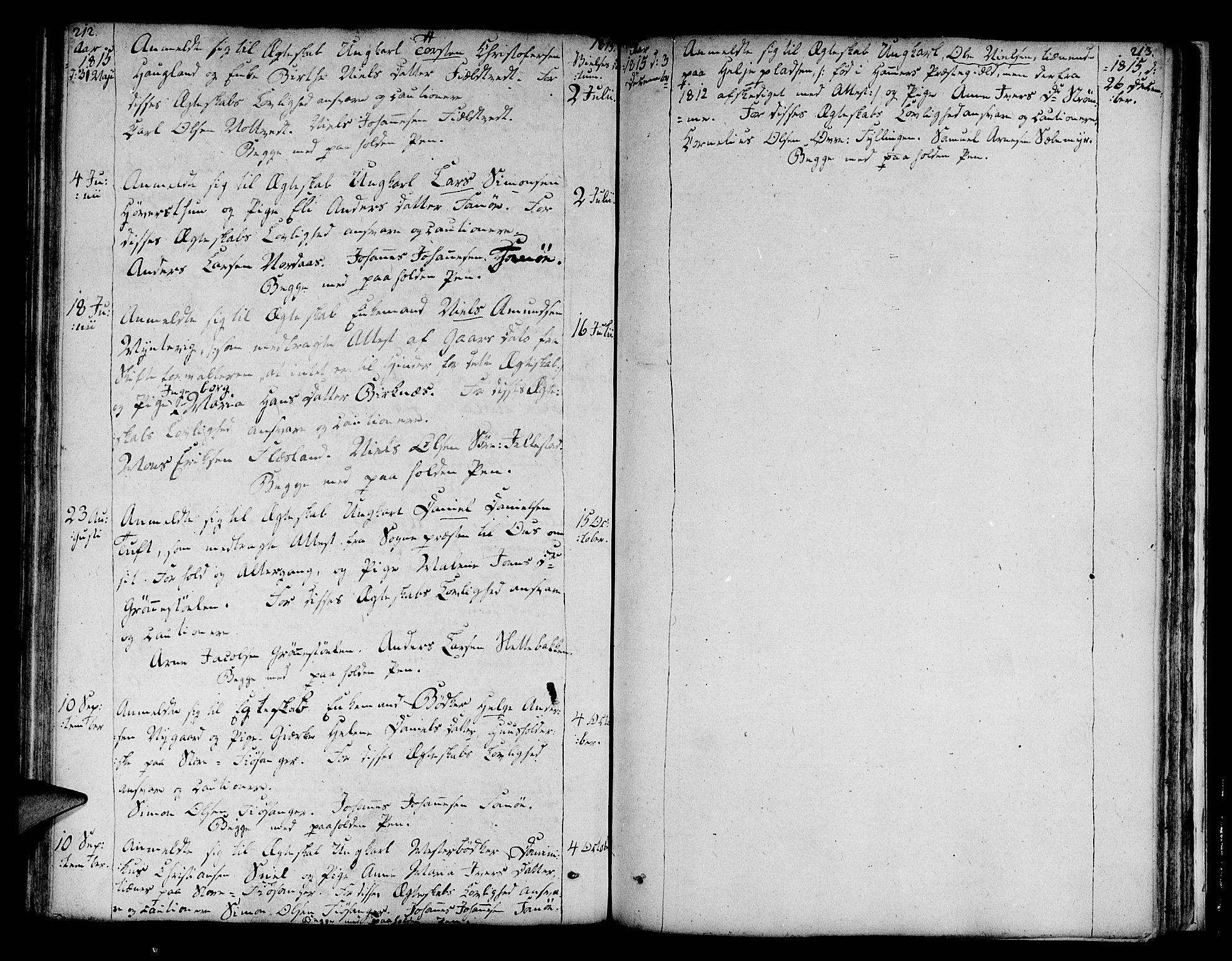 Fana Sokneprestembete, AV/SAB-A-75101/H/Haa/Haaa/L0006: Parish register (official) no. A 6, 1800-1815, p. 212-213