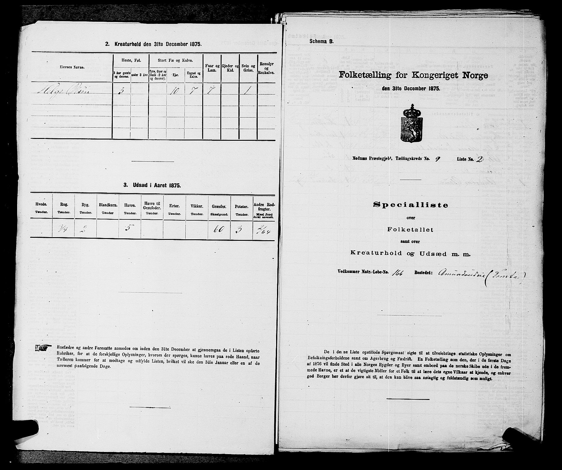 SAKO, 1875 census for 0623P Modum, 1875, p. 1043