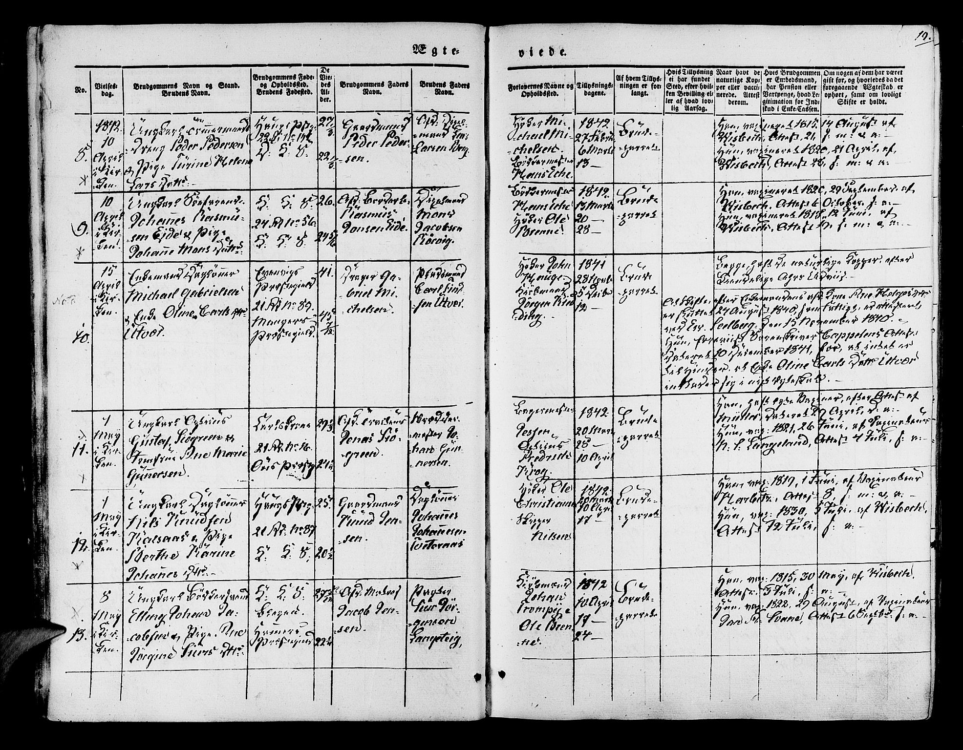 Korskirken sokneprestembete, SAB/A-76101/H/Hab: Parish register (copy) no. D 1, 1840-1867, p. 19