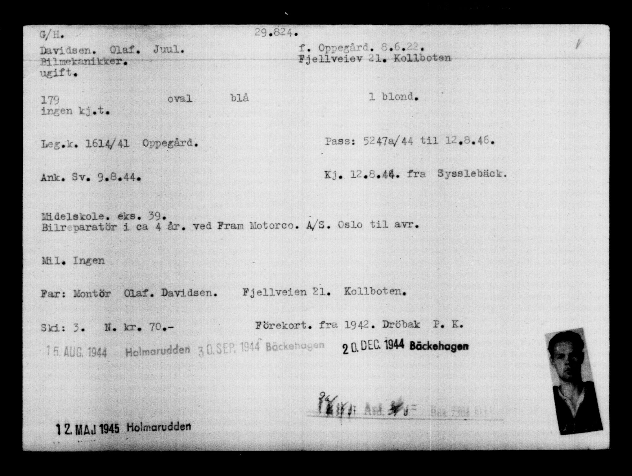 Utenriksstasjonene, Legasjonen i Stockholm, Flyktningkontoret, AV/RA-S-6753/V/Va/L0012: Kjesäterkartoteket, flyktninger med registreringsnr. 28300-31566, 1940-1945, p. 1676