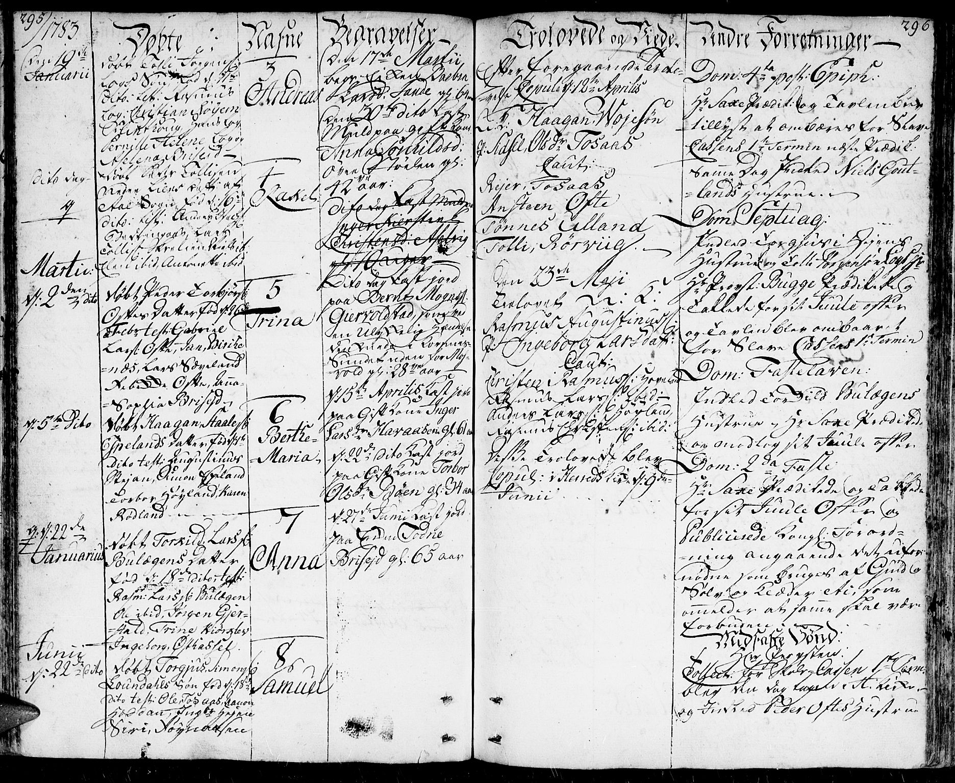Herad sokneprestkontor, SAK/1111-0018/F/Fa/Faa/L0001: Parish register (official) no. A 1 /1, 1768-1799, p. 295-296