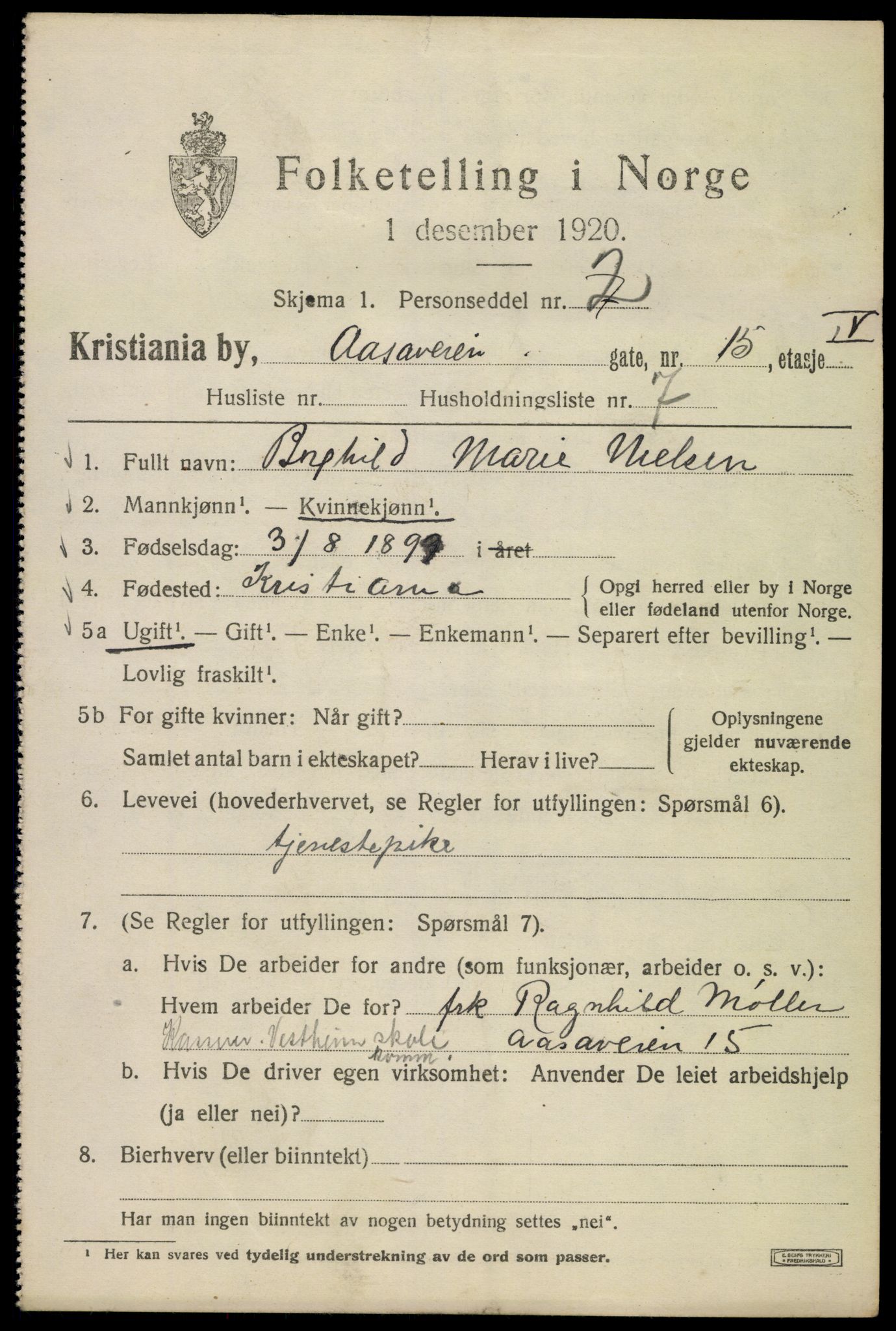 SAO, 1920 census for Kristiania, 1920, p. 136691