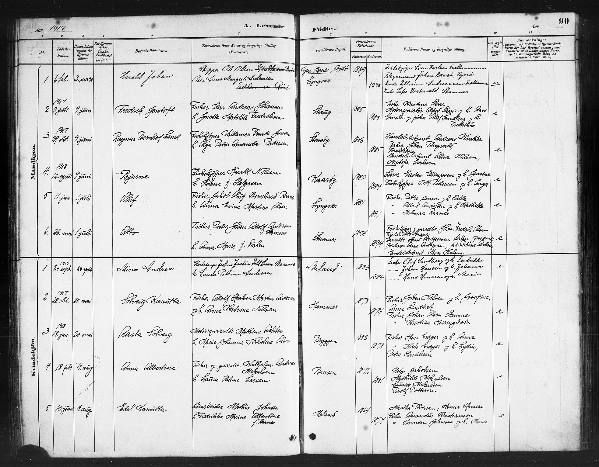 Ministerialprotokoller, klokkerbøker og fødselsregistre - Nordland, AV/SAT-A-1459/808/L0131: Parish register (copy) no. 808C02, 1879-1919, p. 90