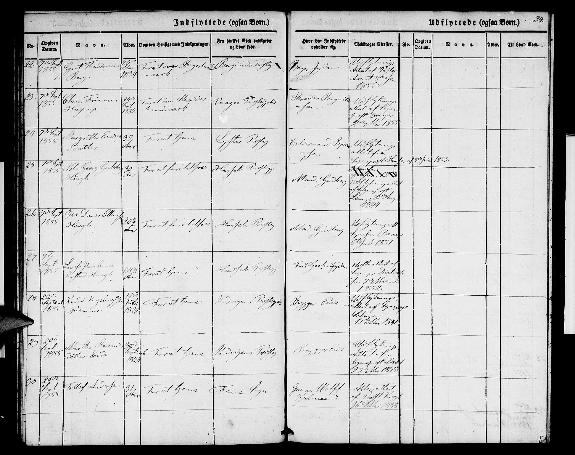 Nykirken Sokneprestembete, SAB/A-77101/H/Hab: Parish register (copy) no. F 1, 1837-1859, p. 34