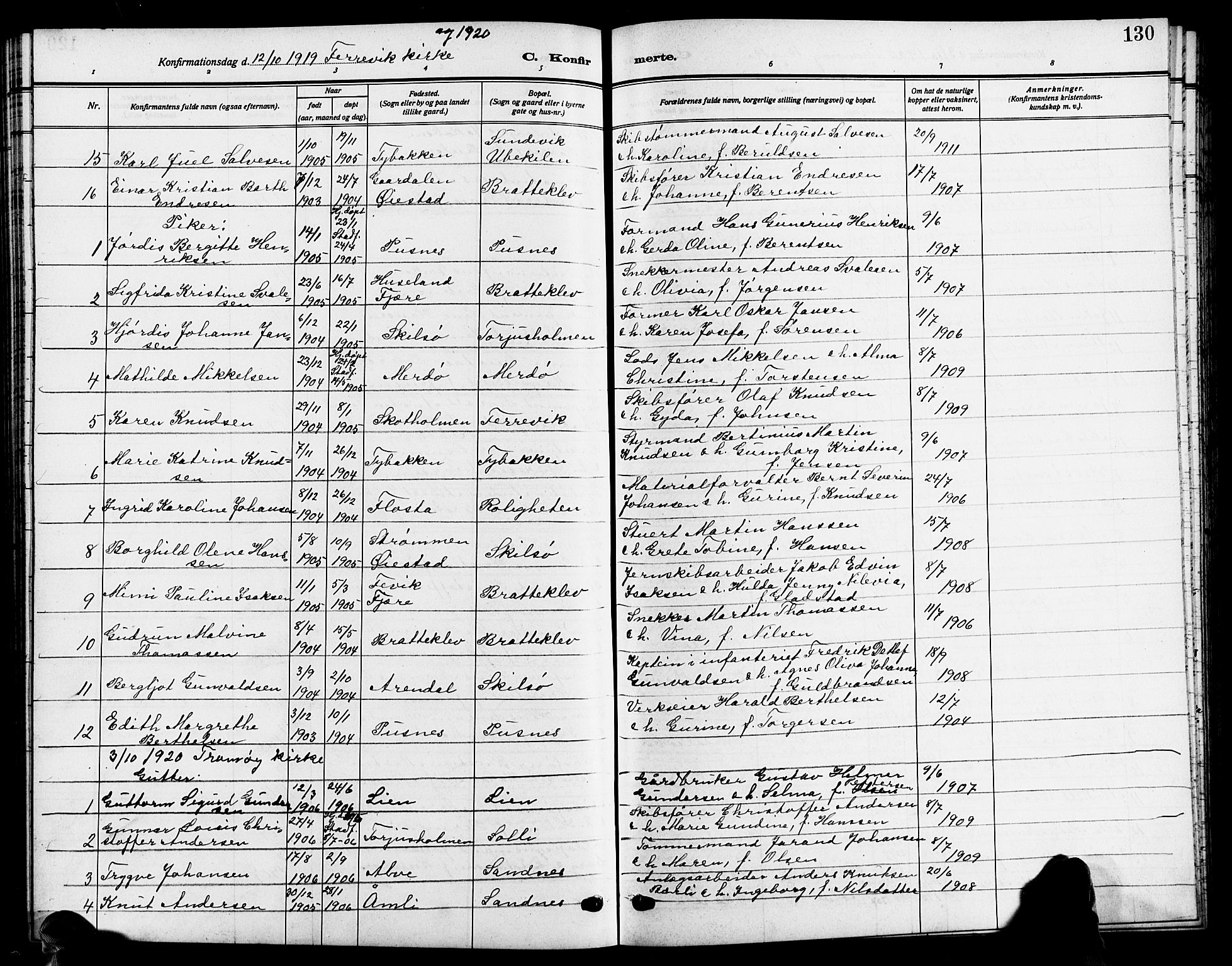 Tromøy sokneprestkontor, AV/SAK-1111-0041/F/Fb/L0007: Parish register (copy) no. B 7, 1908-1925, p. 131