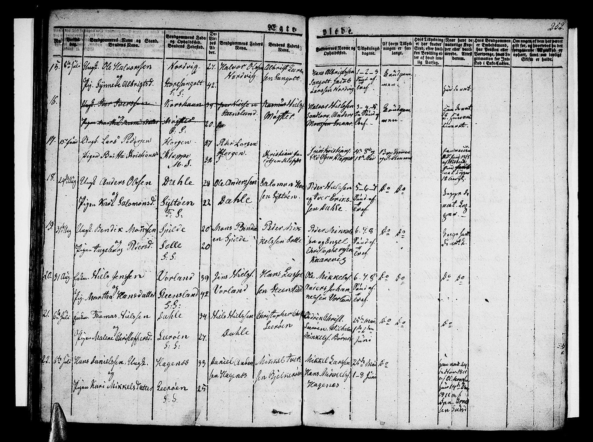 Sund sokneprestembete, AV/SAB-A-99930: Parish register (official) no. A 12, 1825-1835, p. 252