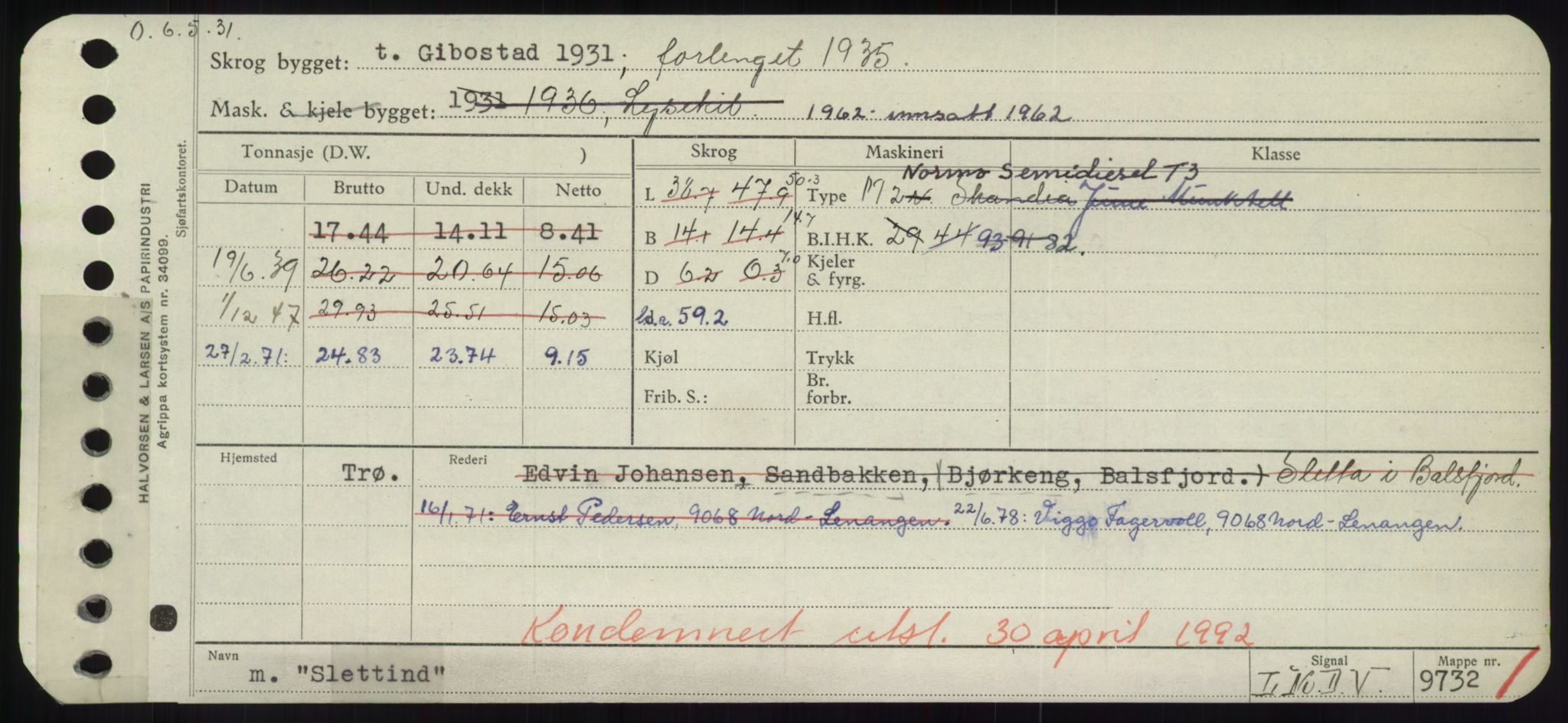 Sjøfartsdirektoratet med forløpere, Skipsmålingen, AV/RA-S-1627/H/Hd/L0034: Fartøy, Sk-Slå, p. 453