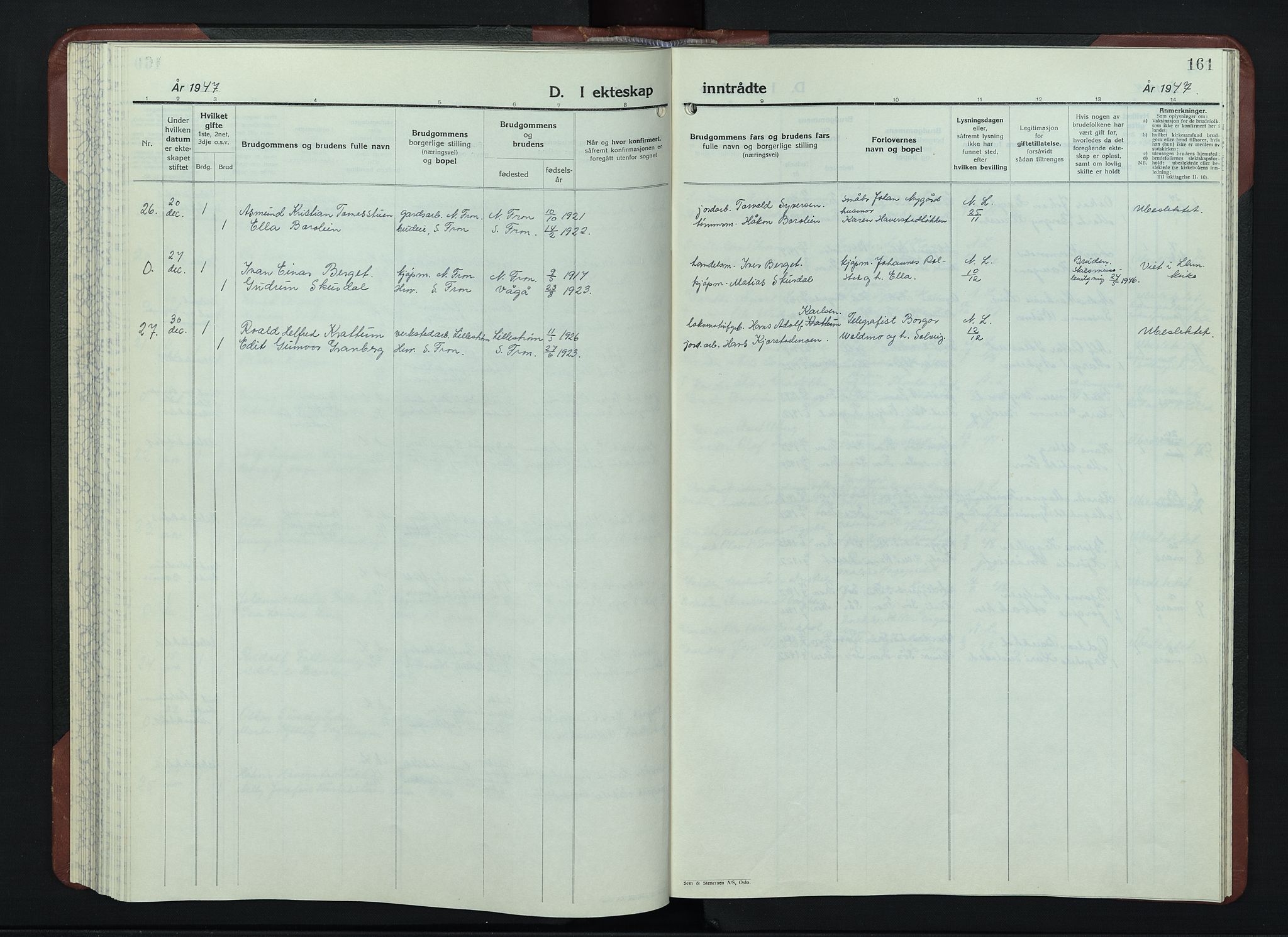 Sør-Fron prestekontor, AV/SAH-PREST-010/H/Ha/Hab/L0006: Parish register (copy) no. 6, 1933-1948, p. 161