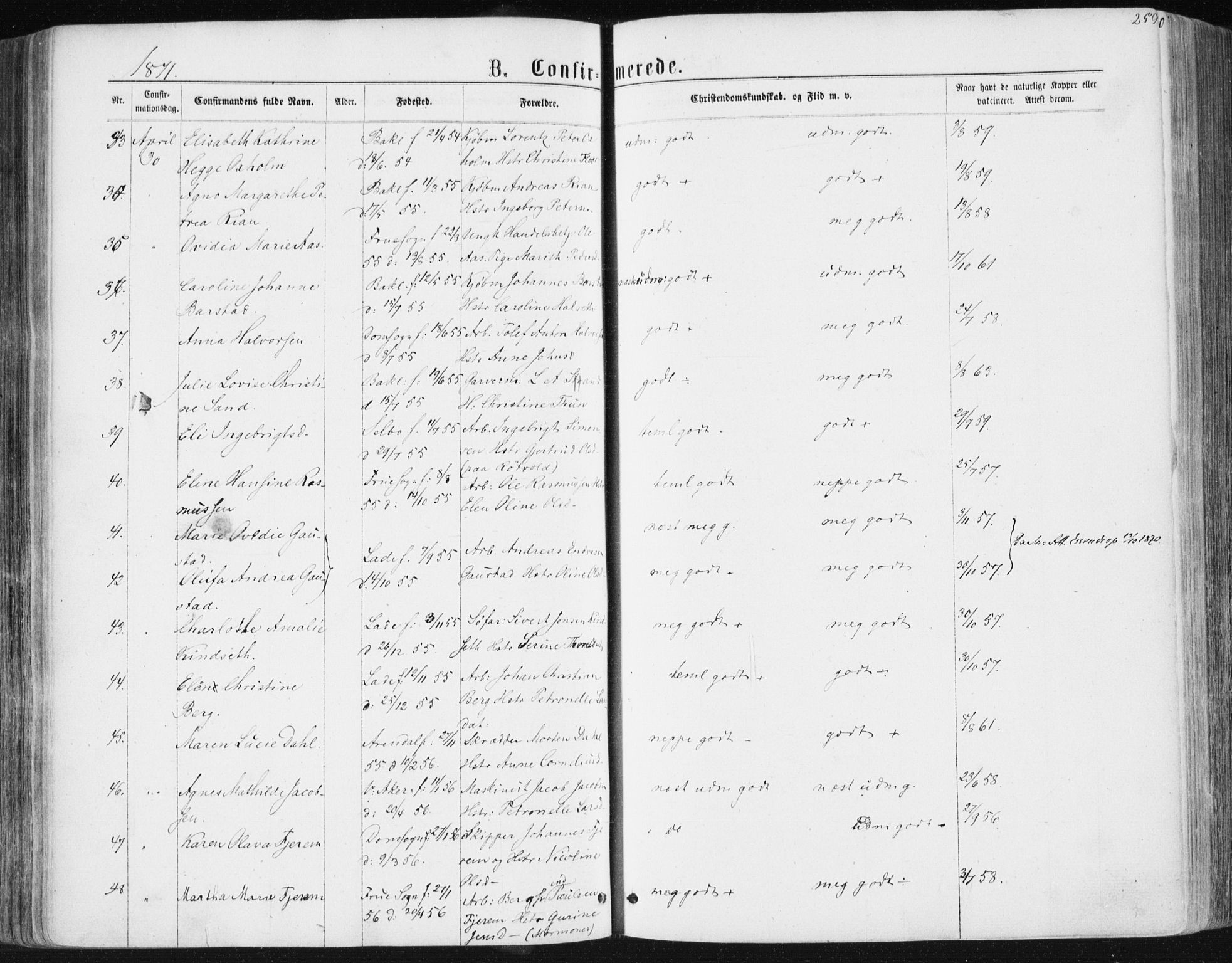 Ministerialprotokoller, klokkerbøker og fødselsregistre - Sør-Trøndelag, AV/SAT-A-1456/604/L0186: Parish register (official) no. 604A07, 1866-1877, p. 259