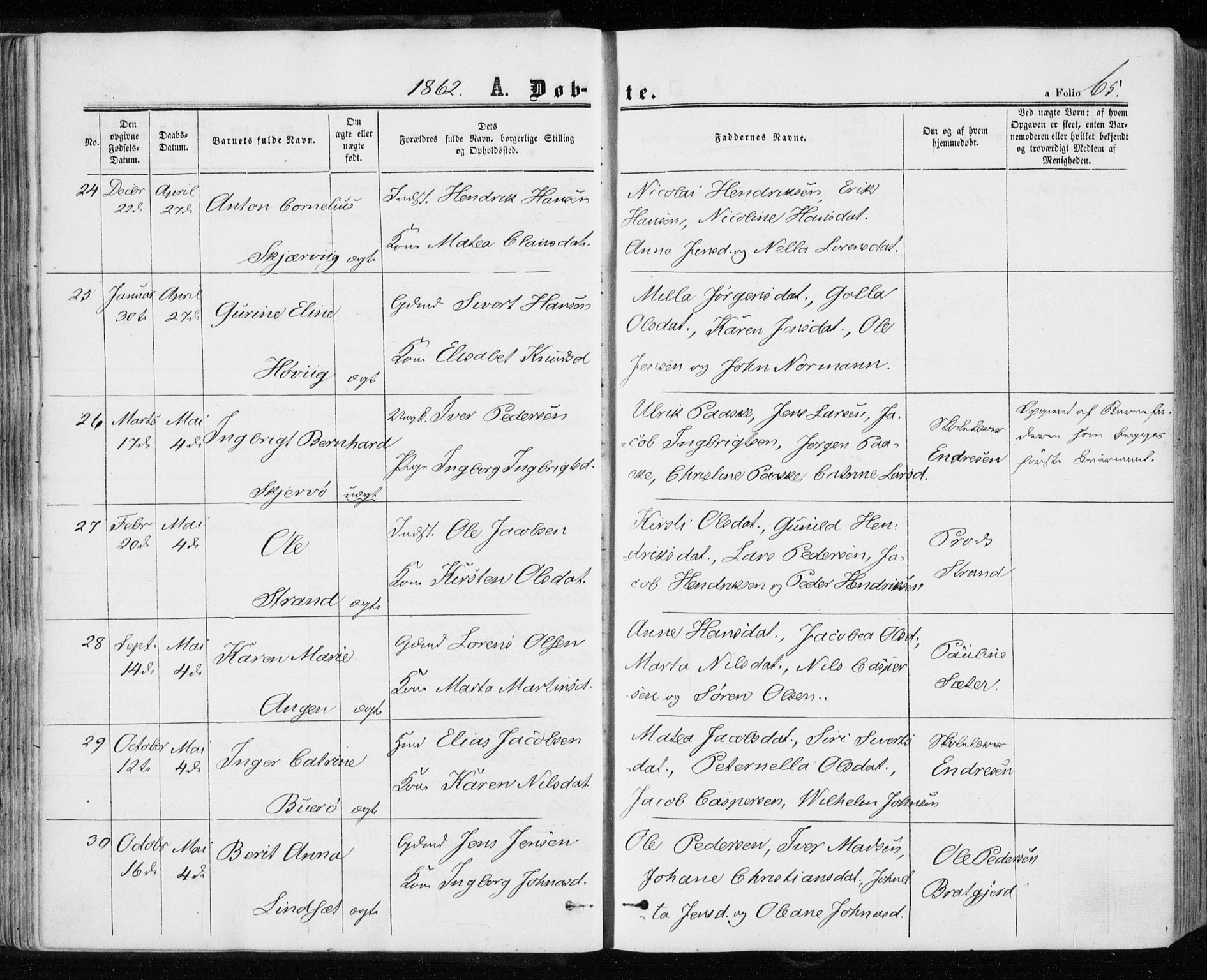 Ministerialprotokoller, klokkerbøker og fødselsregistre - Sør-Trøndelag, AV/SAT-A-1456/657/L0705: Parish register (official) no. 657A06, 1858-1867, p. 65