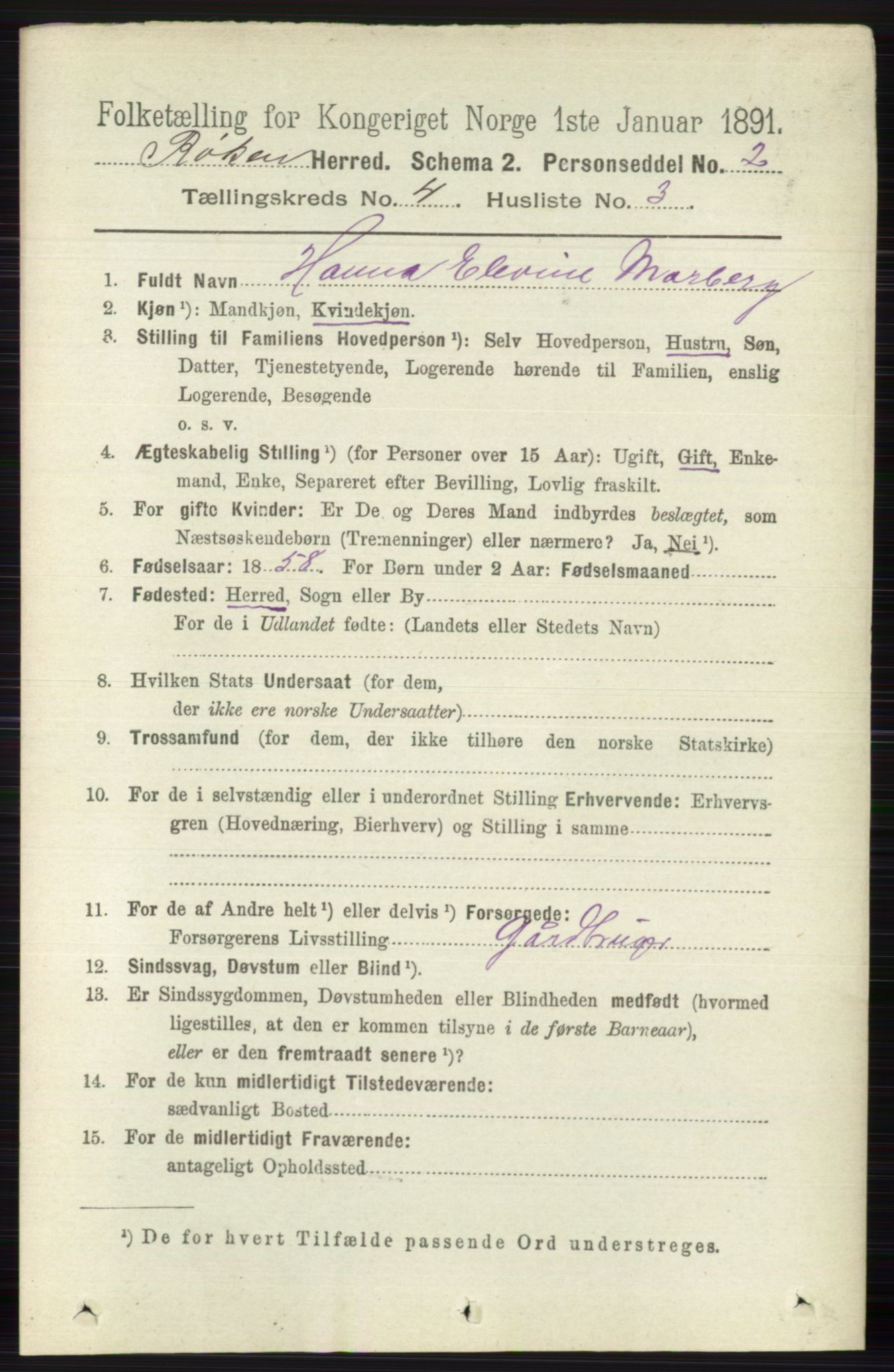 RA, 1891 census for 0627 Røyken, 1891, p. 1870
