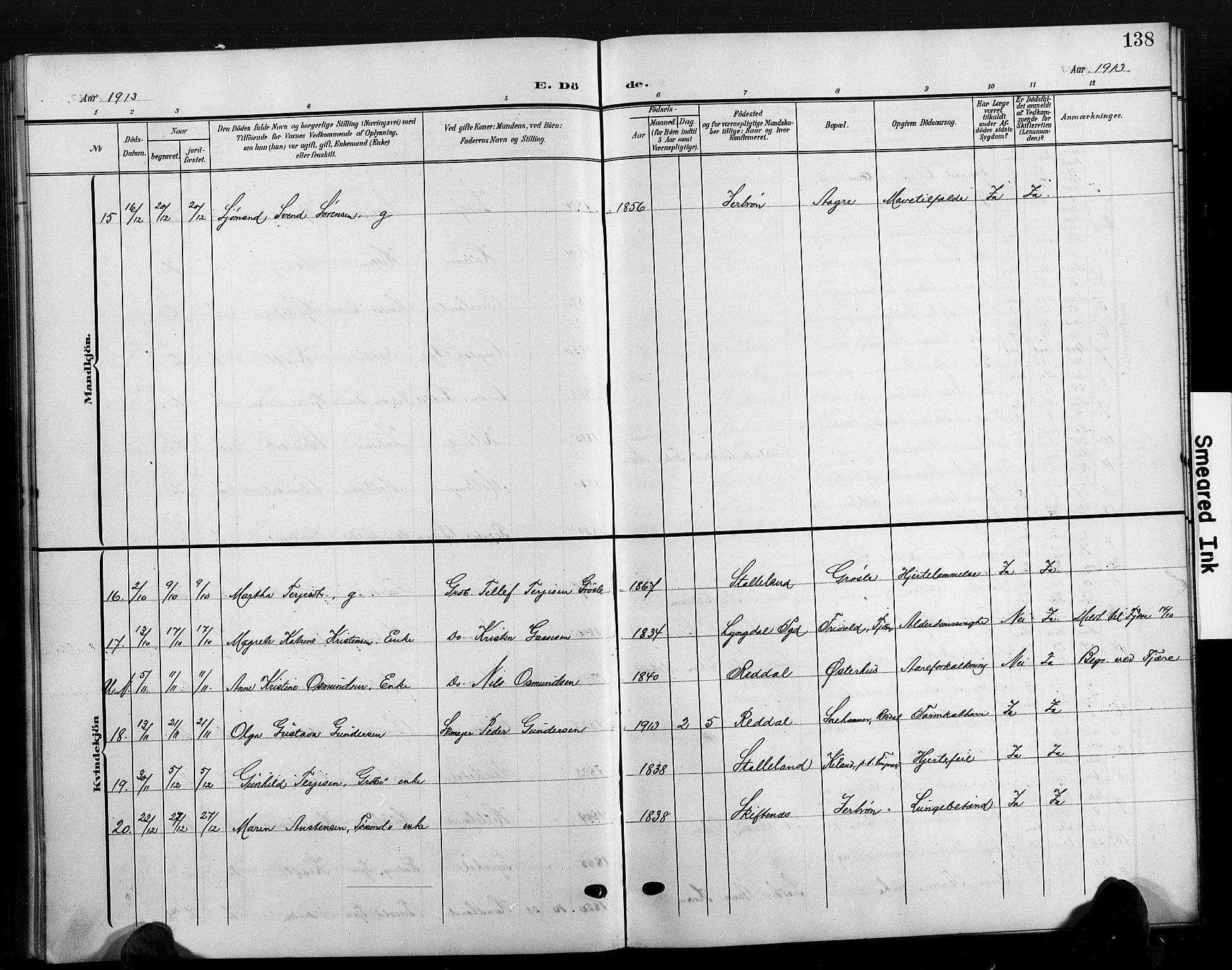 Hommedal sokneprestkontor, AV/SAK-1111-0023/F/Fb/Fbb/L0008: Parish register (copy) no. B 8, 1905-1929, p. 138