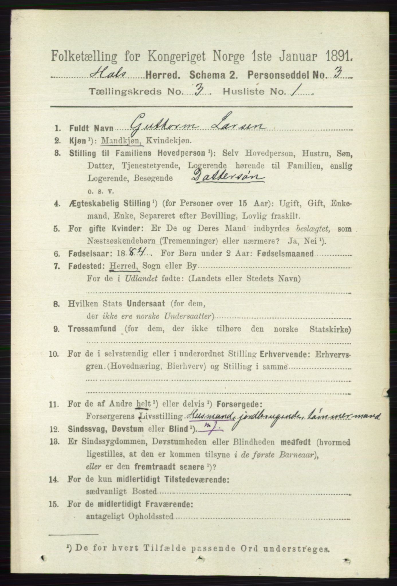 RA, 1891 census for 0620 Hol, 1891, p. 750