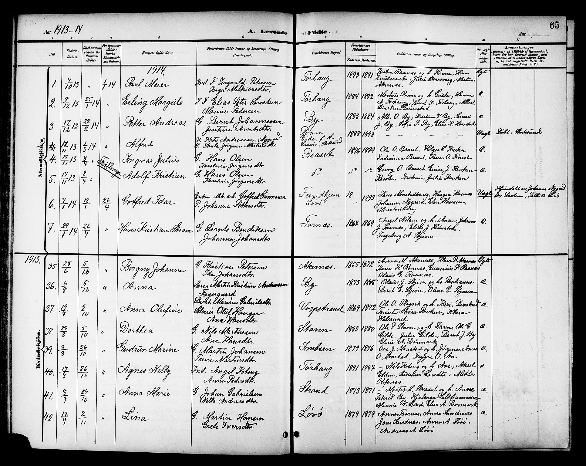 Ministerialprotokoller, klokkerbøker og fødselsregistre - Sør-Trøndelag, SAT/A-1456/655/L0688: Parish register (copy) no. 655C04, 1899-1922, p. 65
