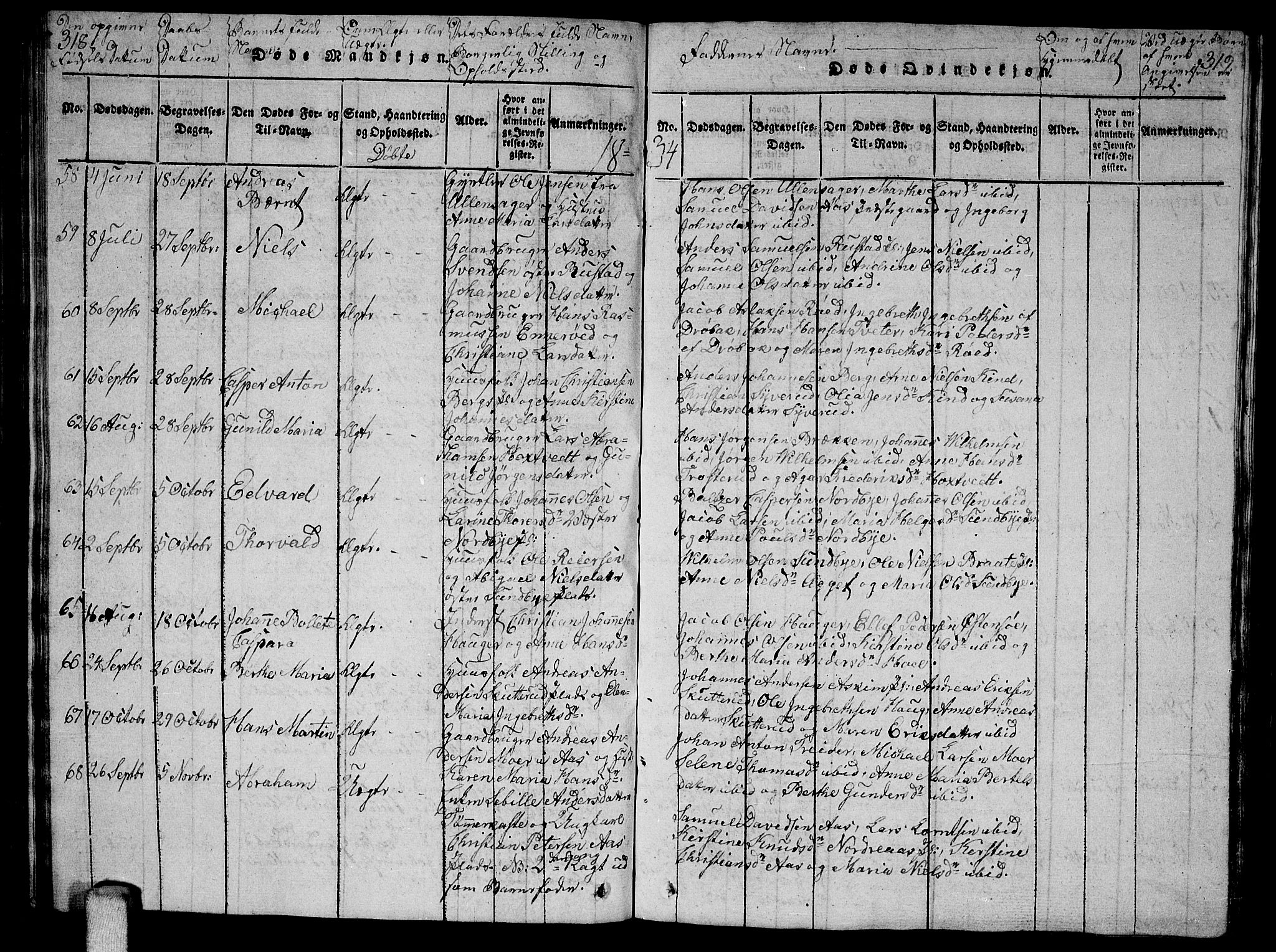 Ås prestekontor Kirkebøker, AV/SAO-A-10894/G/Ga/L0002: Parish register (copy) no. I 2, 1820-1836, p. 318-319