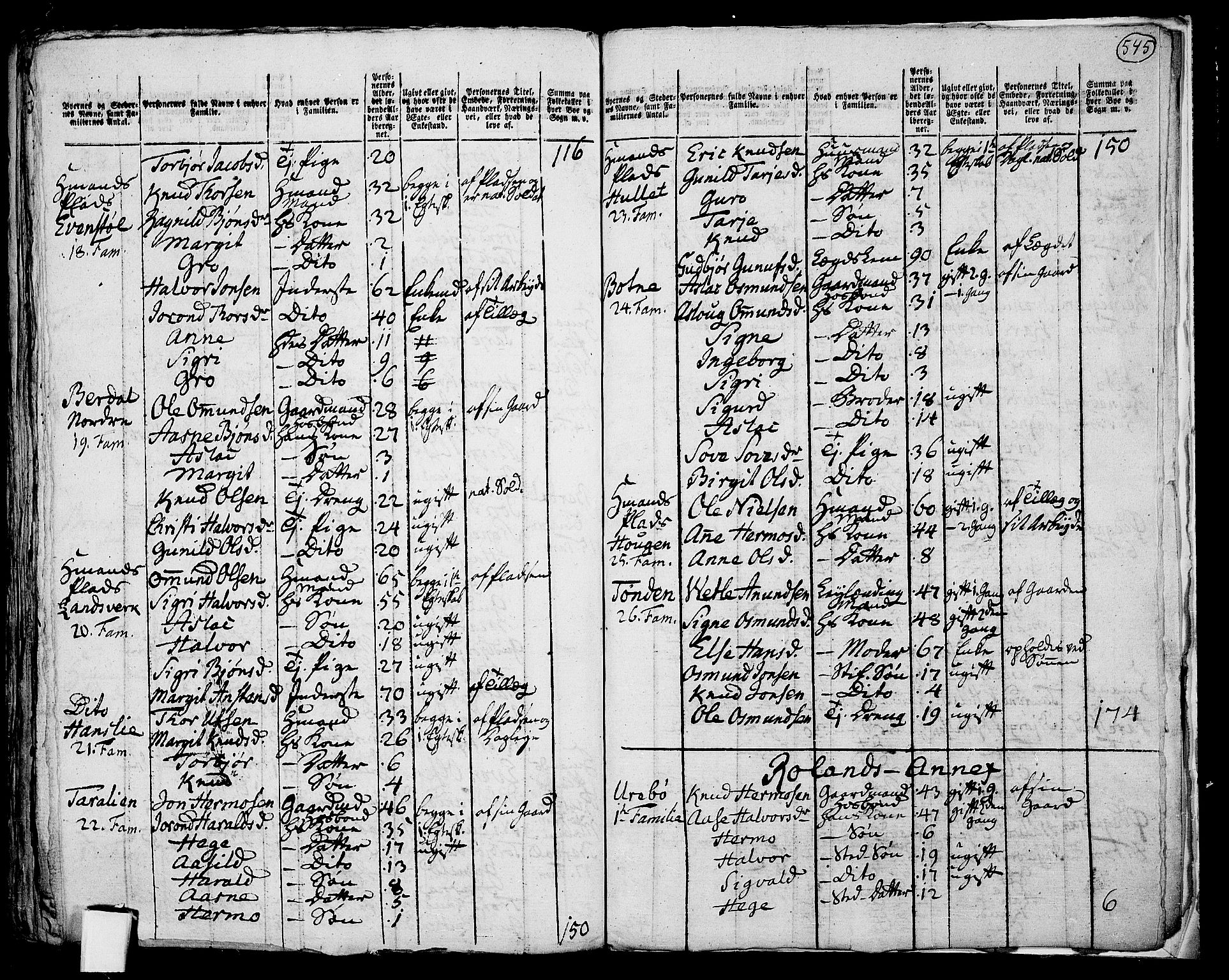 RA, 1801 census for 0834P Vinje, 1801, p. 544b-545a