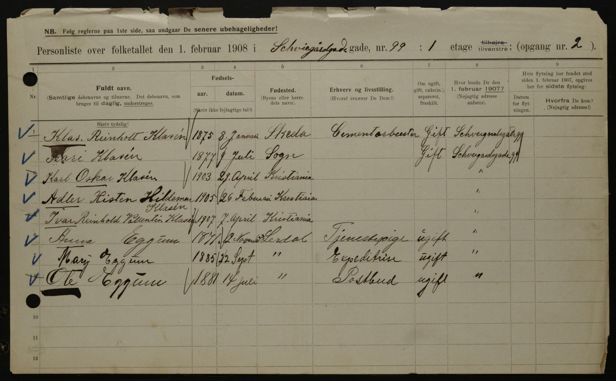 OBA, Municipal Census 1908 for Kristiania, 1908, p. 83366