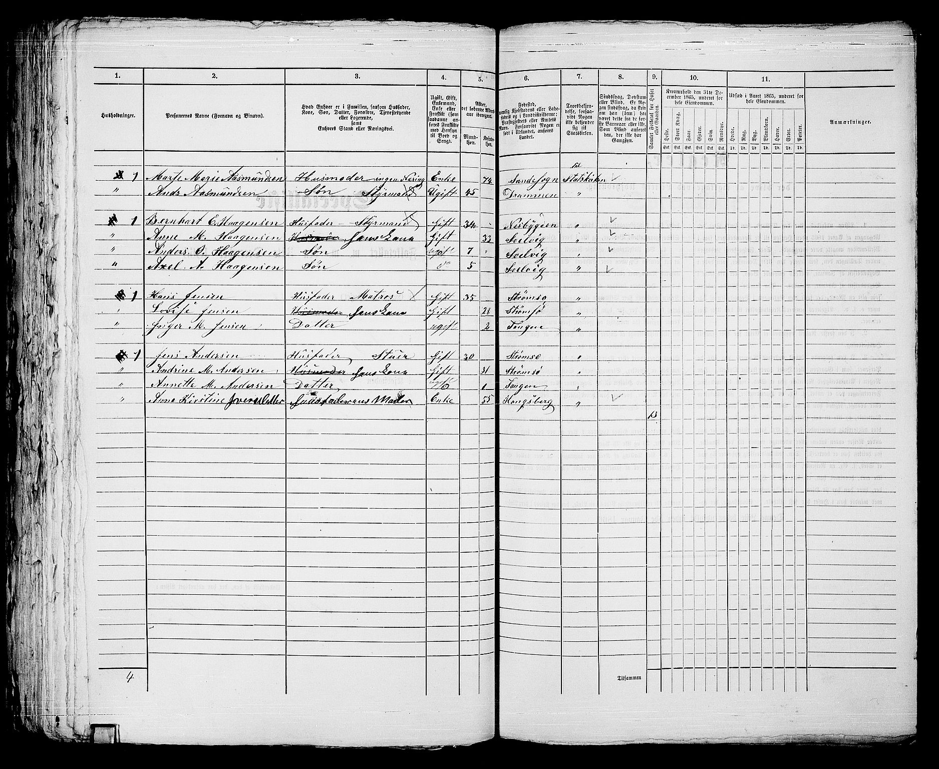 RA, 1865 census for Strømsø in Drammen, 1865, p. 812