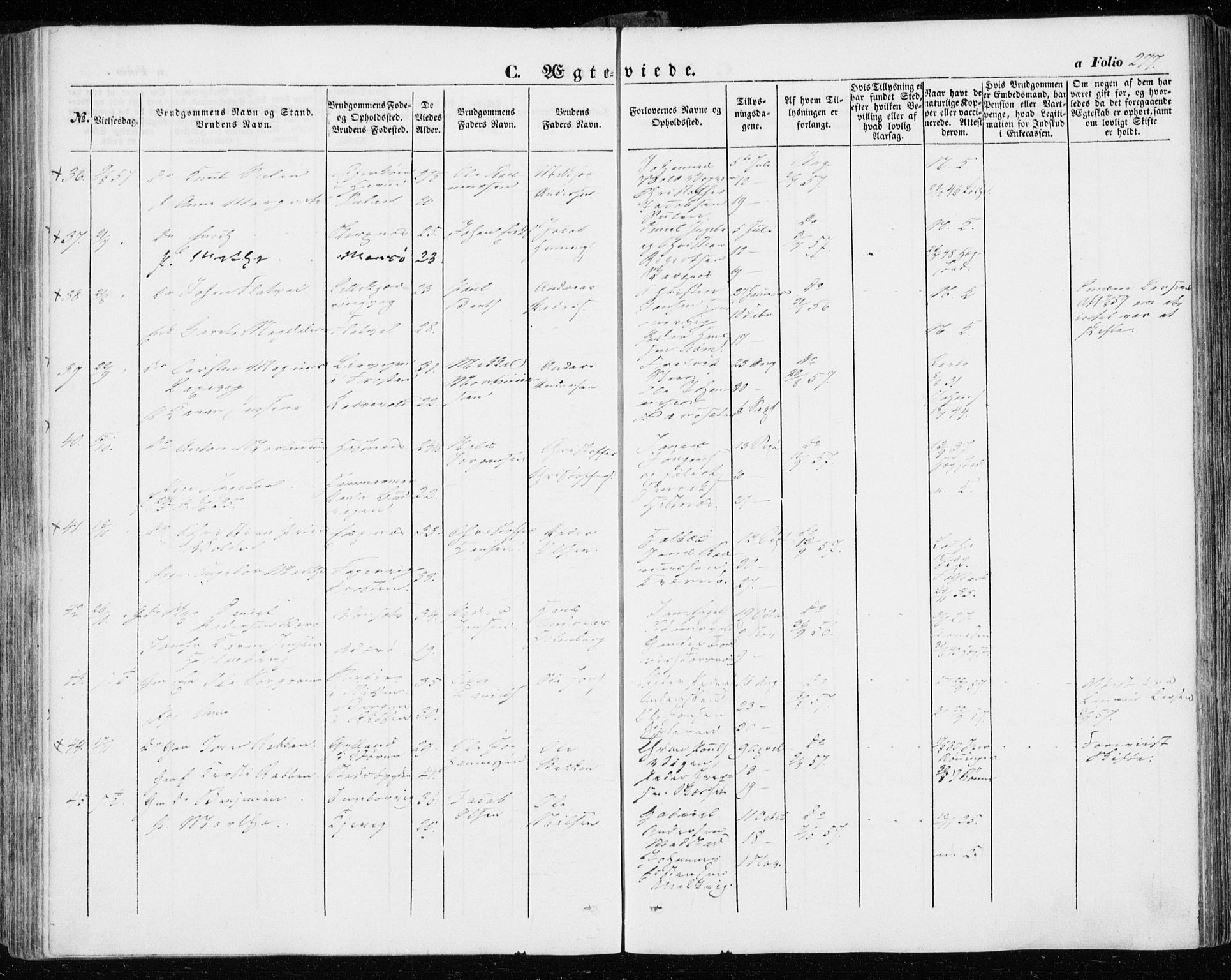 Ministerialprotokoller, klokkerbøker og fødselsregistre - Sør-Trøndelag, AV/SAT-A-1456/634/L0530: Parish register (official) no. 634A06, 1852-1860, p. 277