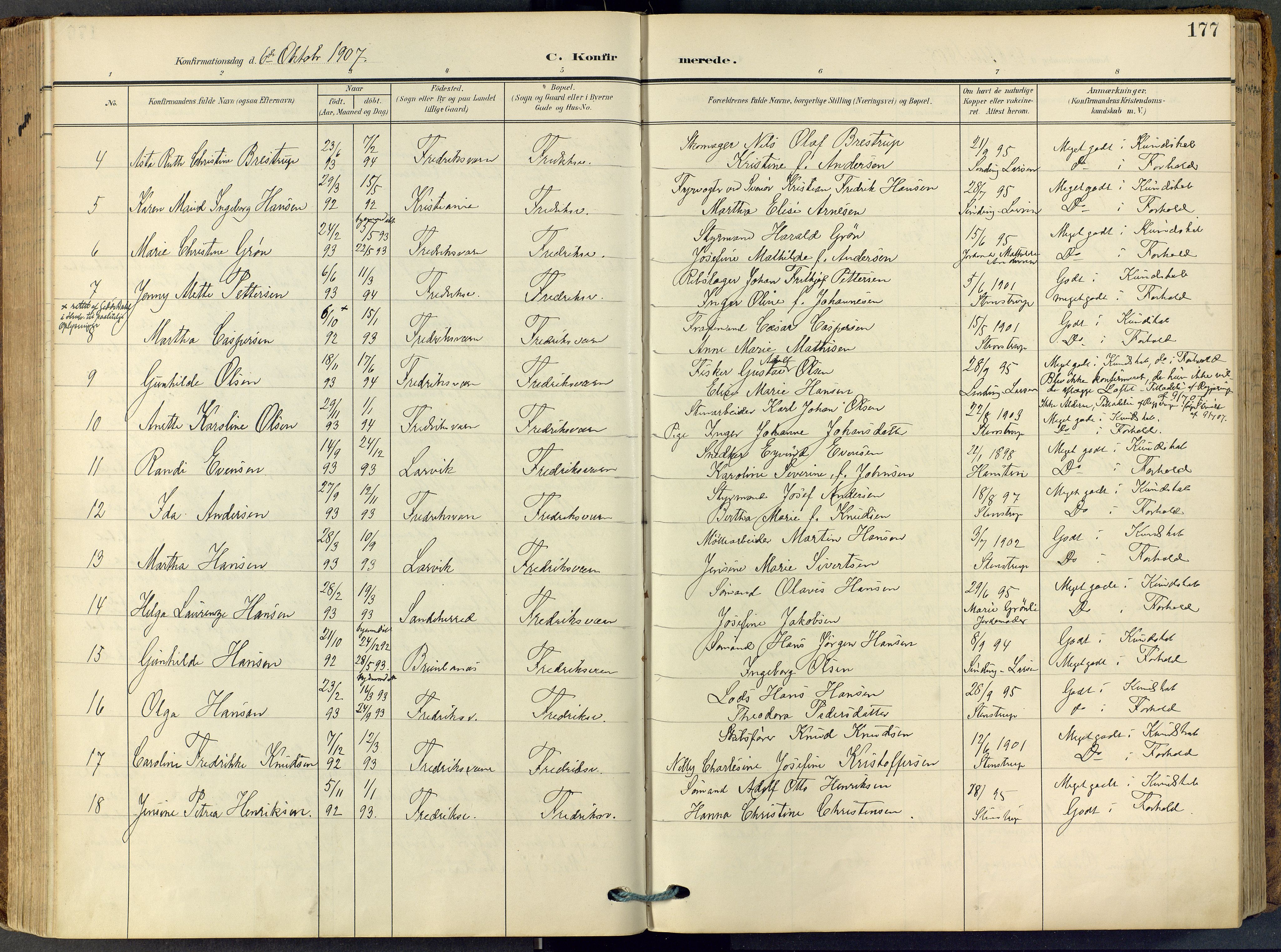 Stavern kirkebøker, SAKO/A-318/F/Fa/L0009: Parish register (official) no. 9, 1906-1955, p. 177