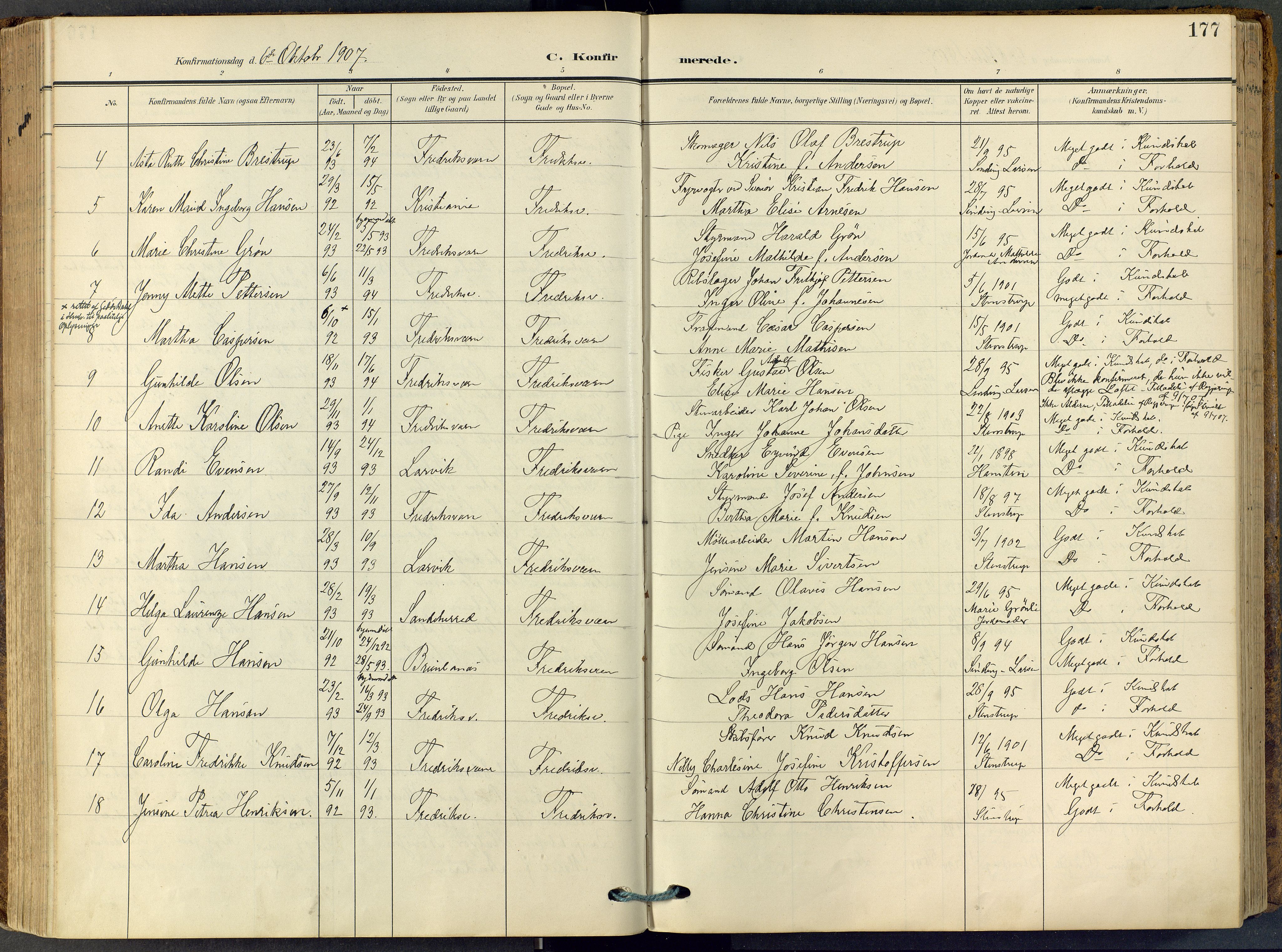 Stavern kirkebøker, AV/SAKO-A-318/F/Fa/L0009: Parish register (official) no. 9, 1906-1955, p. 177