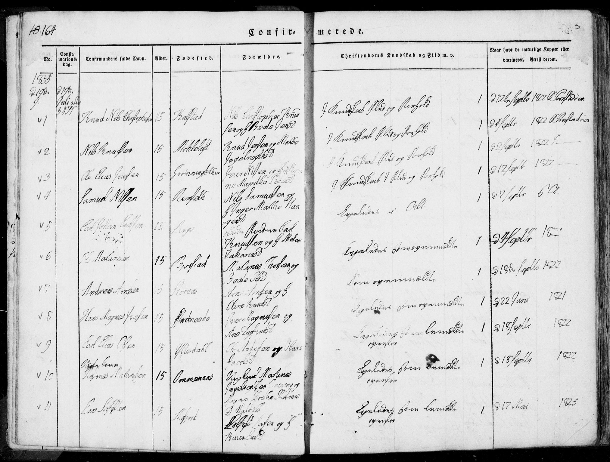 Ministerialprotokoller, klokkerbøker og fødselsregistre - Møre og Romsdal, SAT/A-1454/519/L0248: Parish register (official) no. 519A07, 1829-1860, p. 164