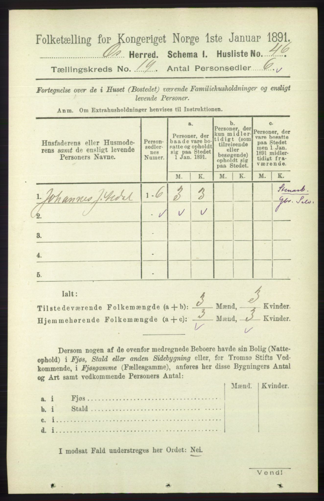 RA, 1891 census for 1243 Os, 1891, p. 4164