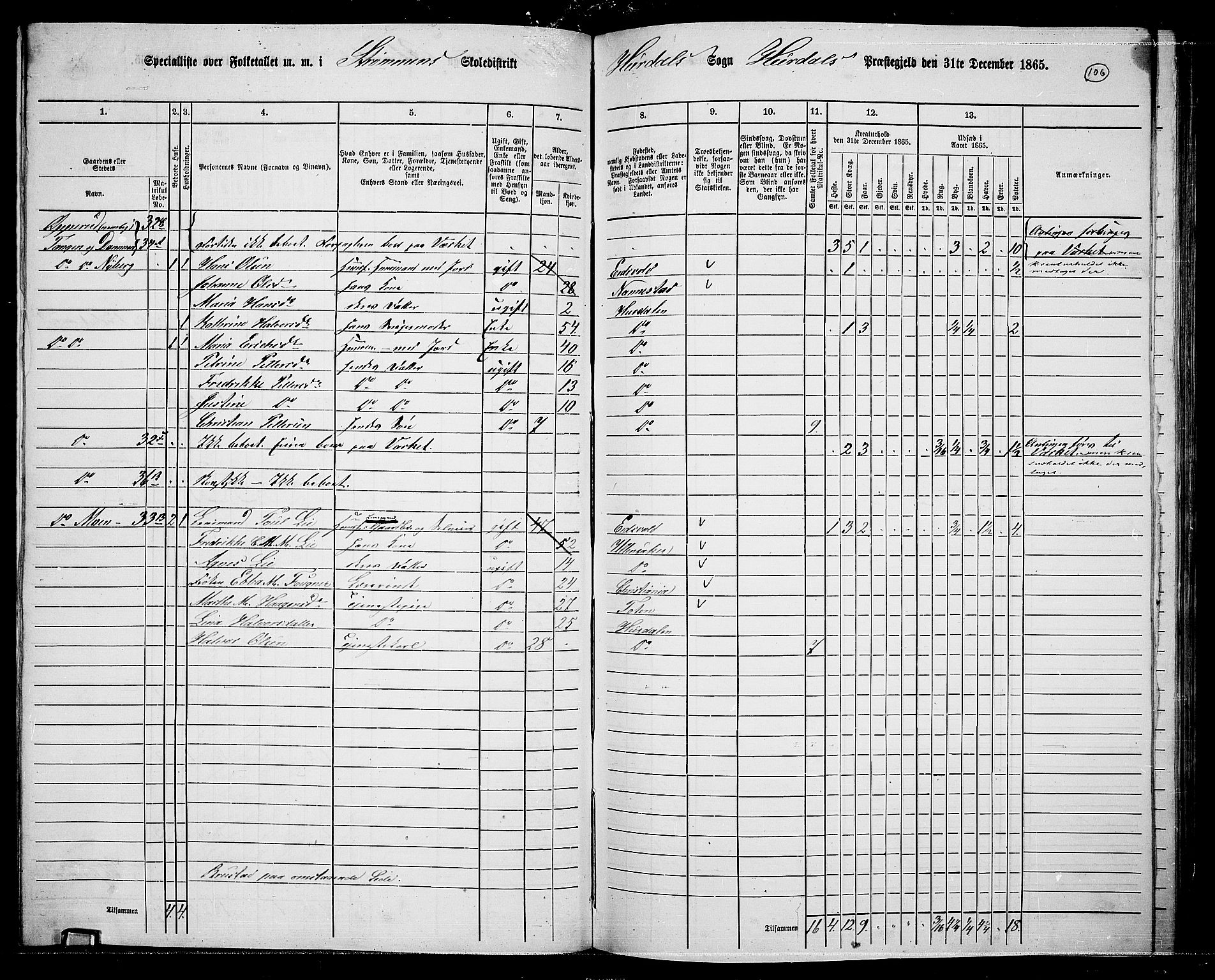 RA, 1865 census for Hurdal, 1865, p. 91