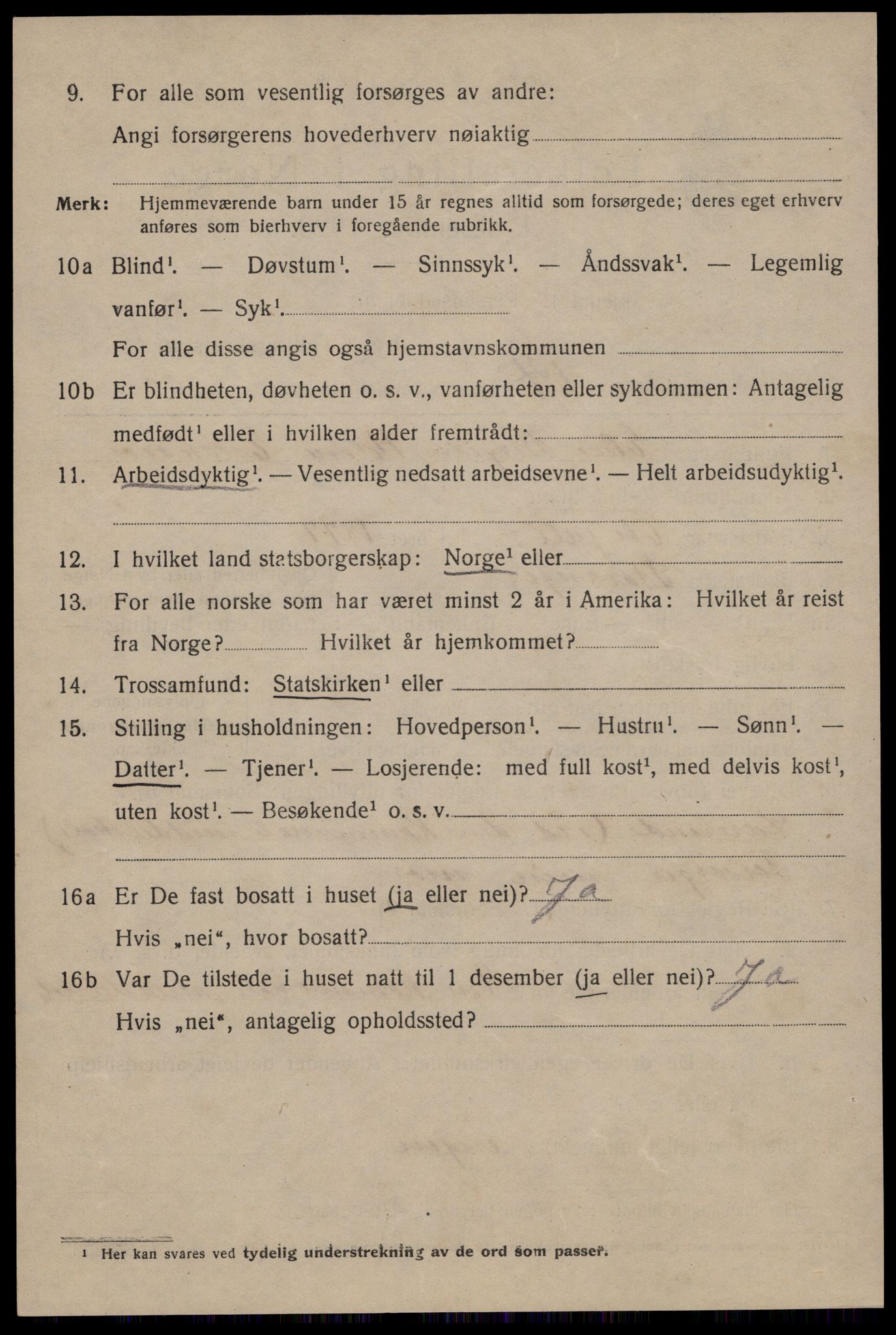 SAST, 1920 census for Stavanger, 1920, p. 99447