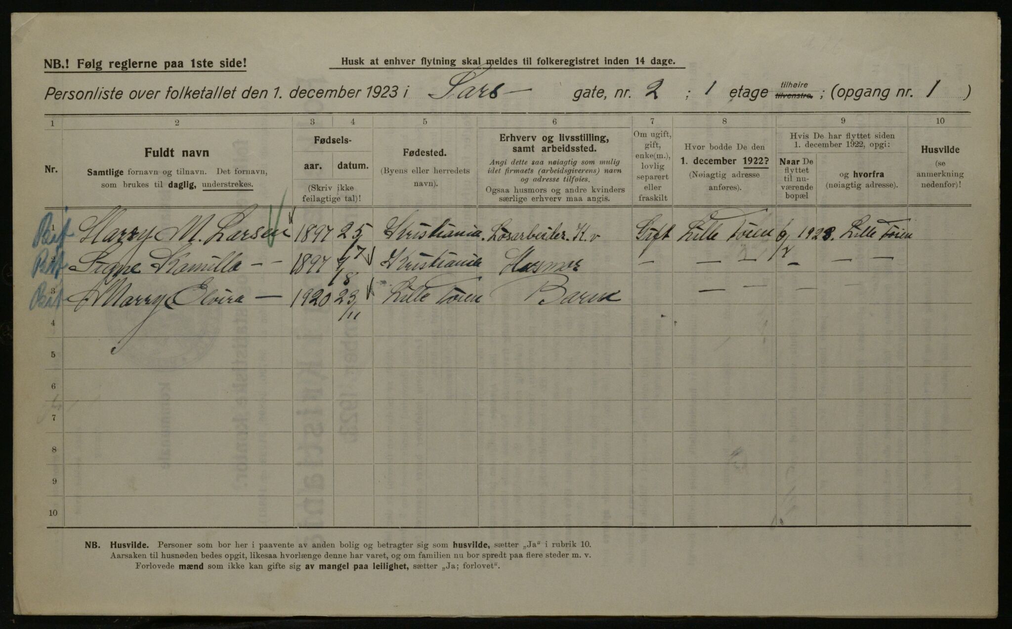 OBA, Municipal Census 1923 for Kristiania, 1923, p. 99070