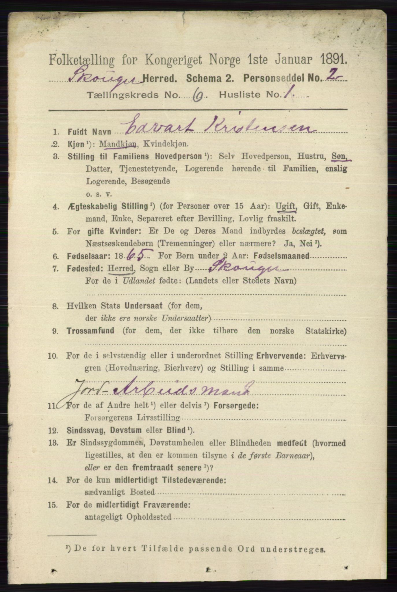 RA, 1891 census for 0712 Skoger, 1891, p. 3710