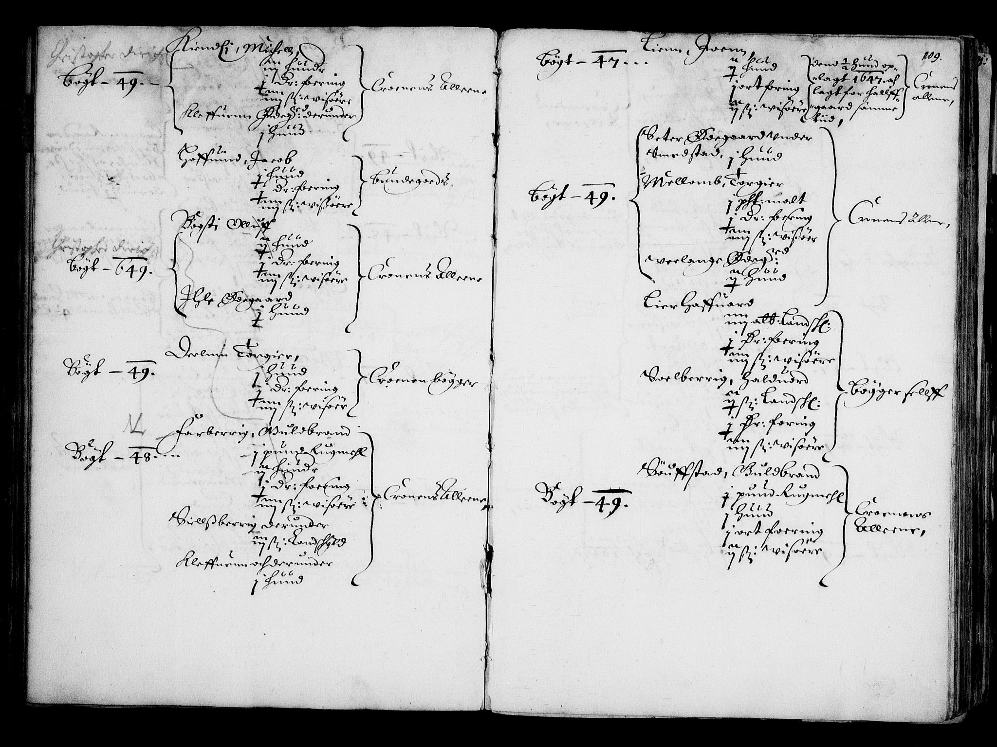 Rentekammeret inntil 1814, Realistisk ordnet avdeling, AV/RA-EA-4070/N/Na/L0001: [XI f]: Akershus stifts jordebok, 1652, p. 108b-109a