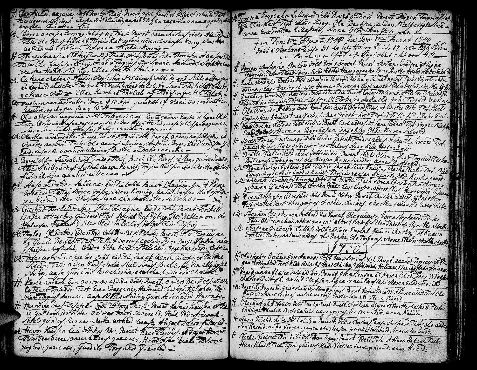 Vestre Moland sokneprestkontor, SAK/1111-0046/F/Fa/Fab/L0001: Parish register (official) no. A 1, 1687-1760, p. 92