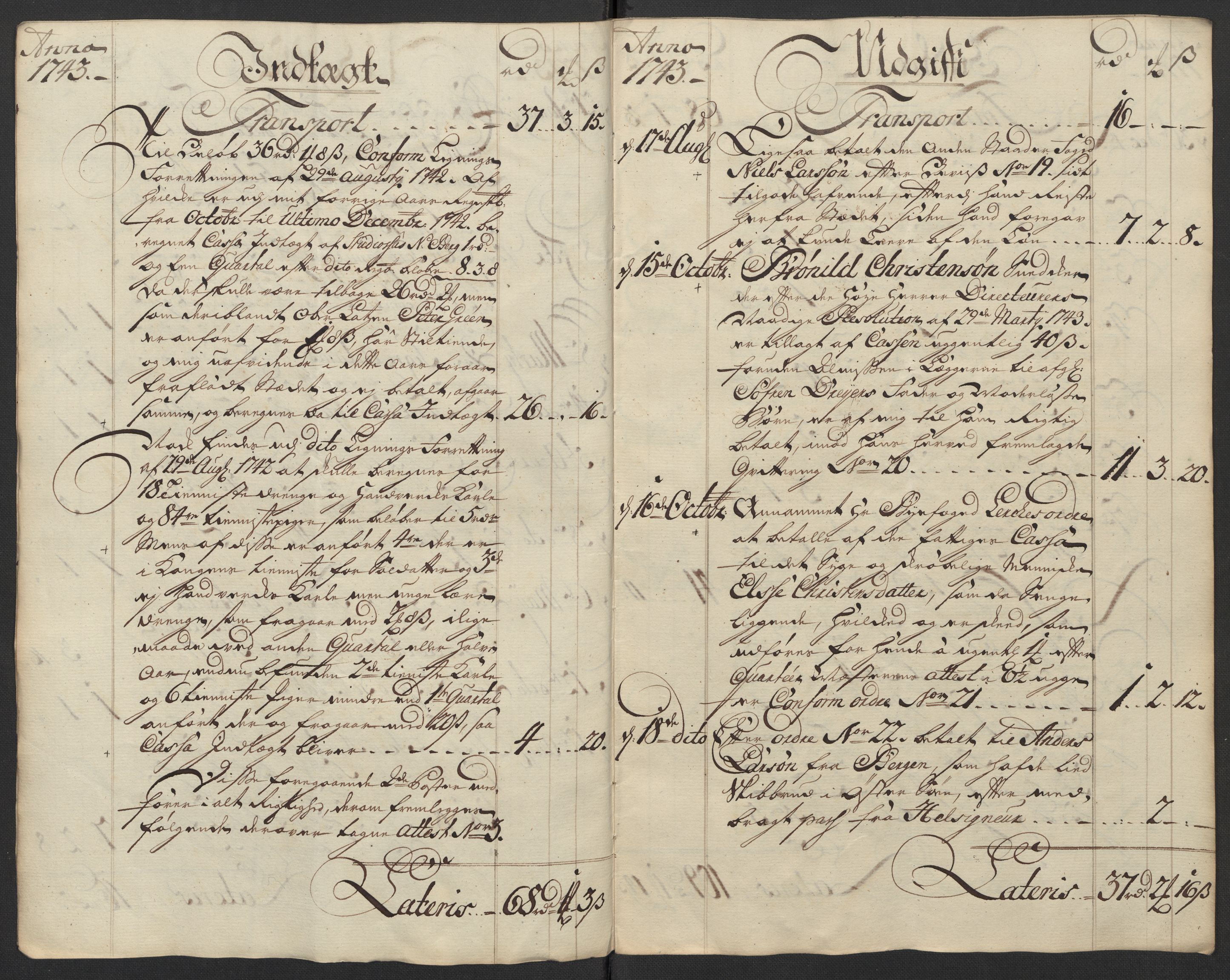 Kristiania tukthus, AV/SAO-A-10644/A/Ad/Adb/L0011: Innkomne skriv, rapporter og regnskap, 1742-1783, p. 9