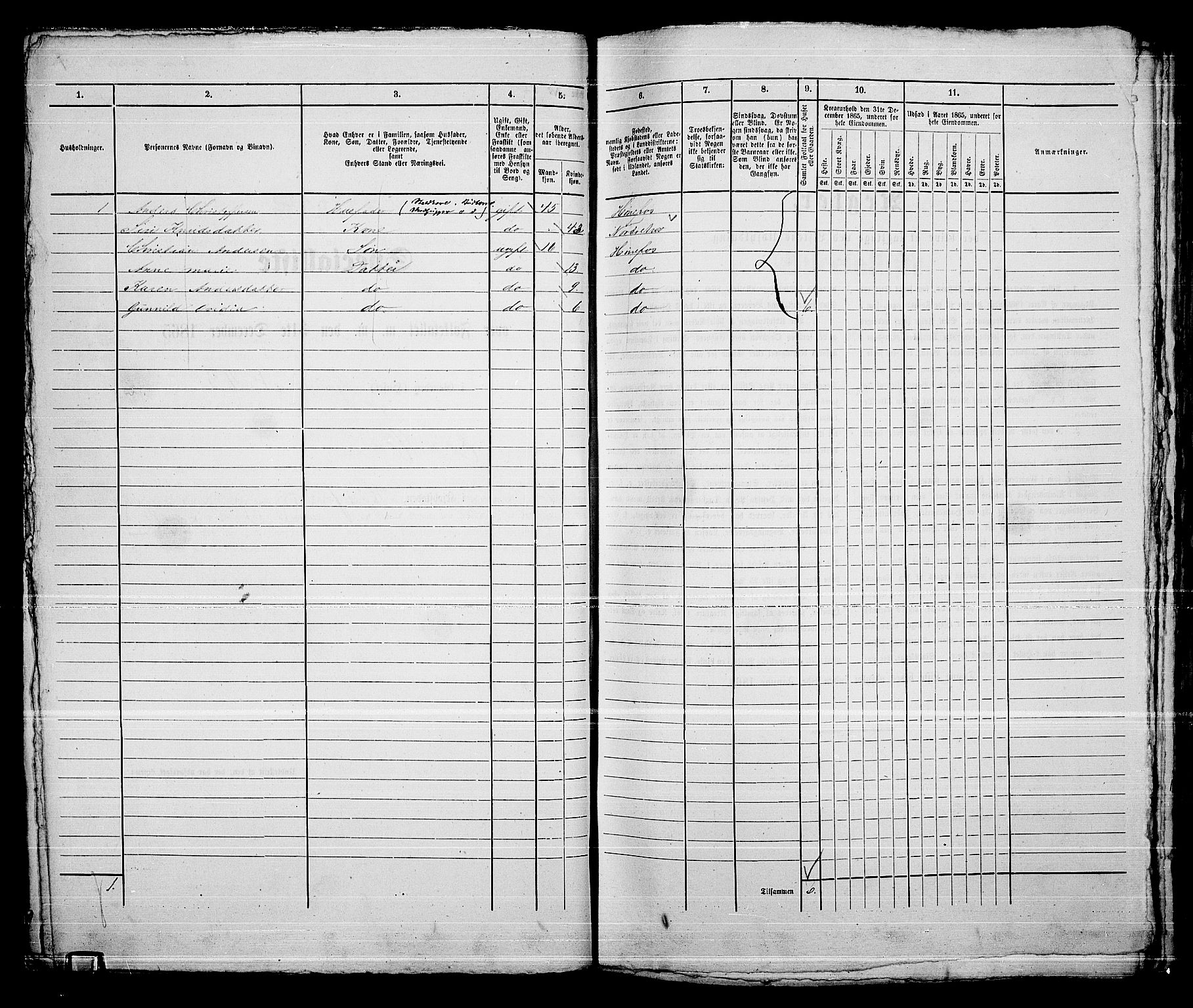 RA, 1865 census for Norderhov/Hønefoss, 1865, p. 107